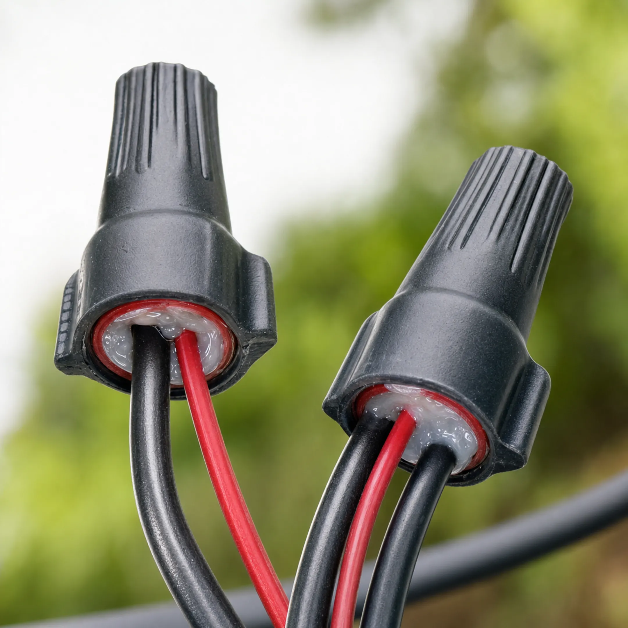Waterproof gel-filled wire connectors used for outdoor landscape lighting