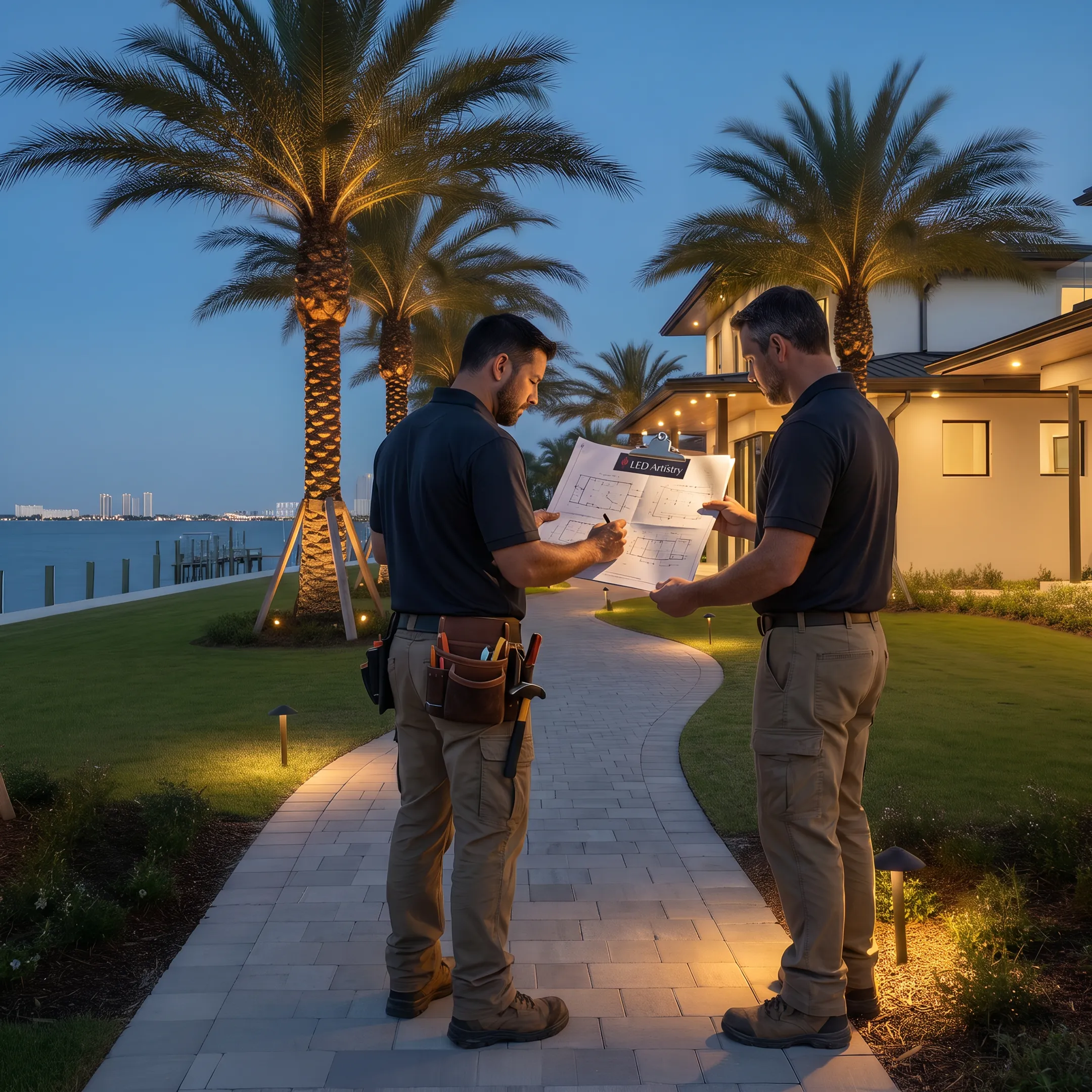 Lighting professional planning bollard placement