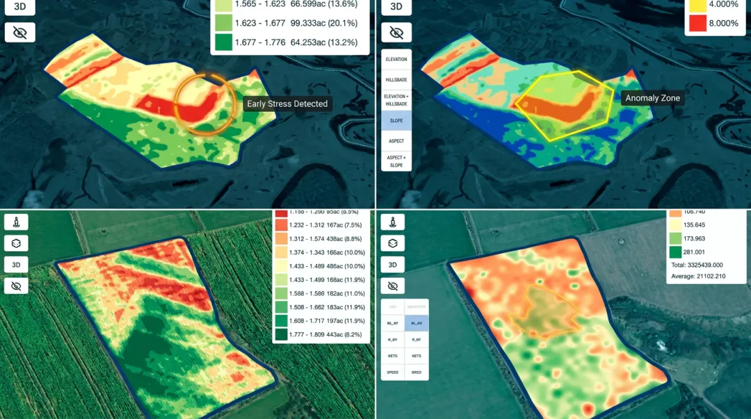 AI crop health monitoring system detecting early disease signs in field imagery