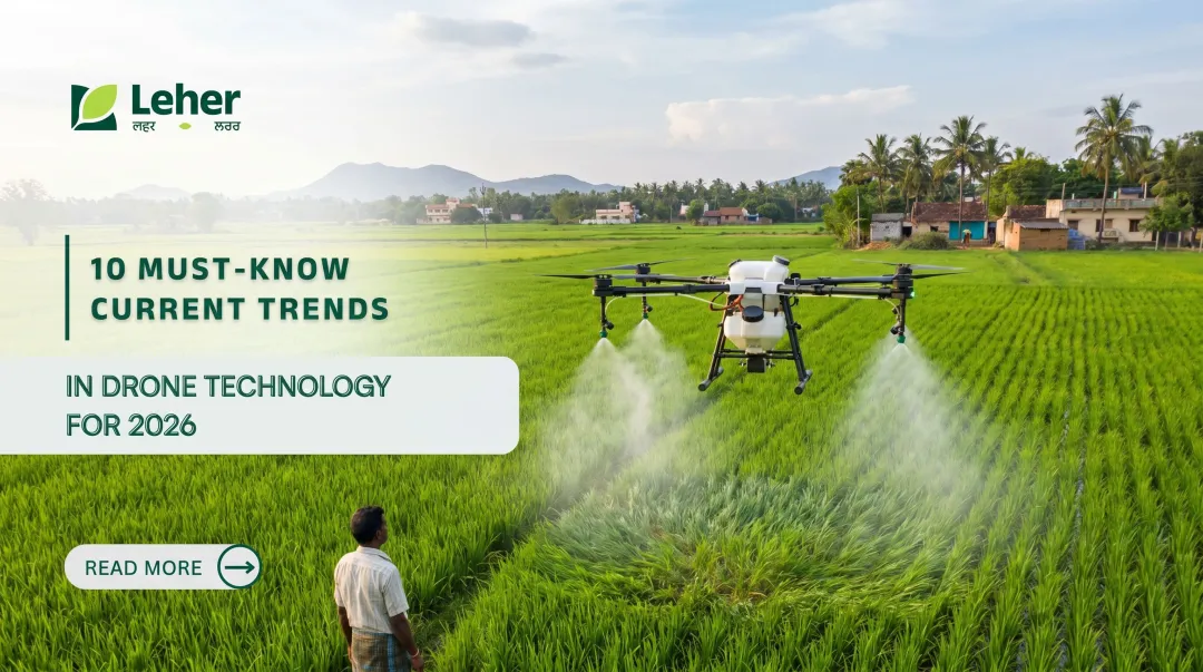 Agricultural drone precision spraying over paddy crop field in India