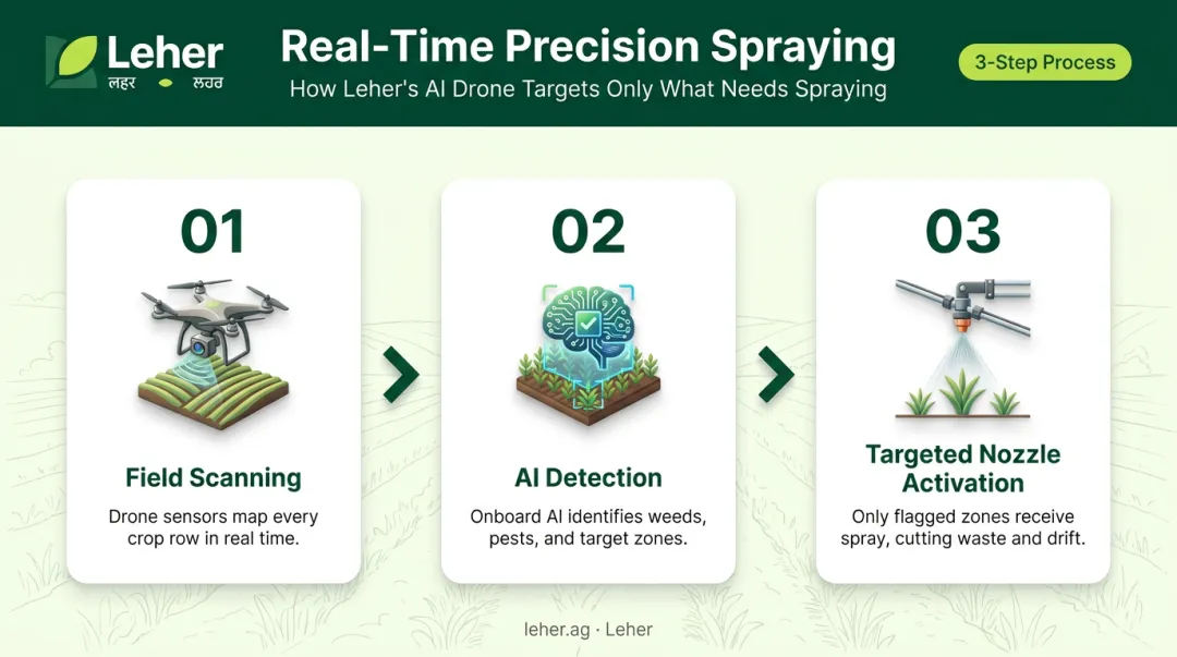3-step real-time precision spraying detection and nozzle activation process flow