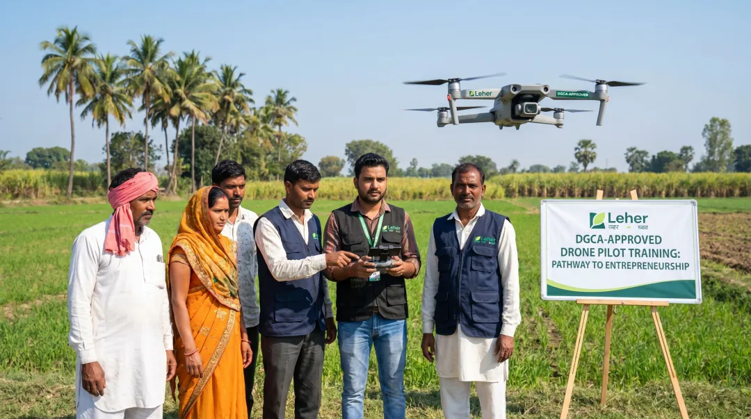 Leher drone pilot training programme certification session with rural participants