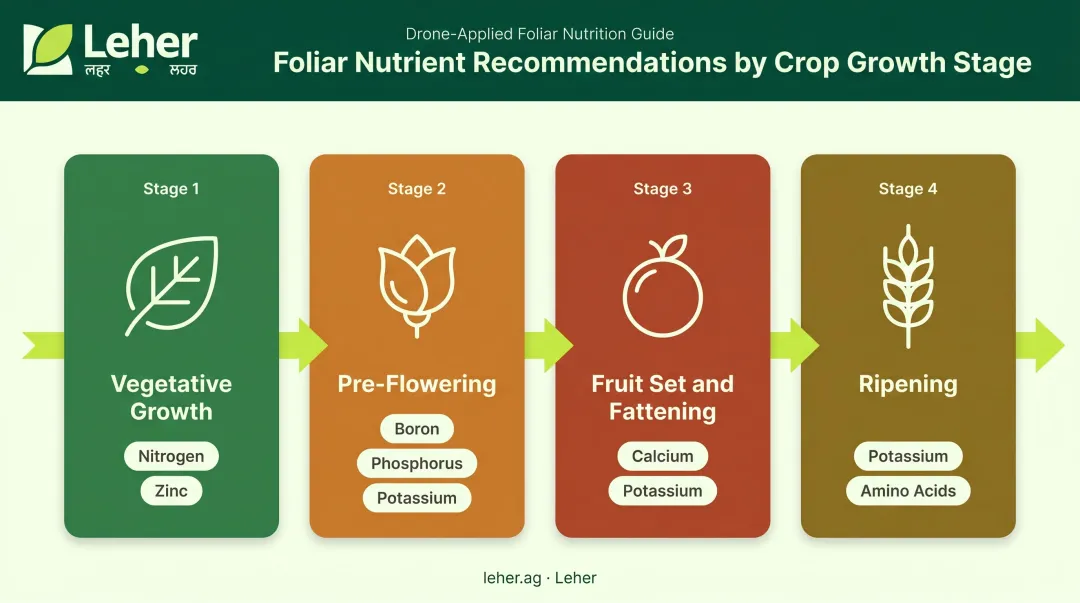 Crop growth stage foliar nutrient timing chart vegetative to ripening
