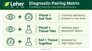Three diagnostic method combinations for confirming crop nutrient deficiency