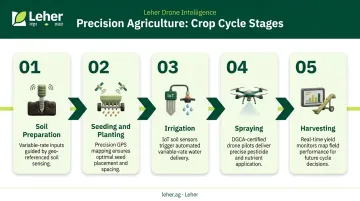 5-stage precision agriculture crop cycle process flow infographic