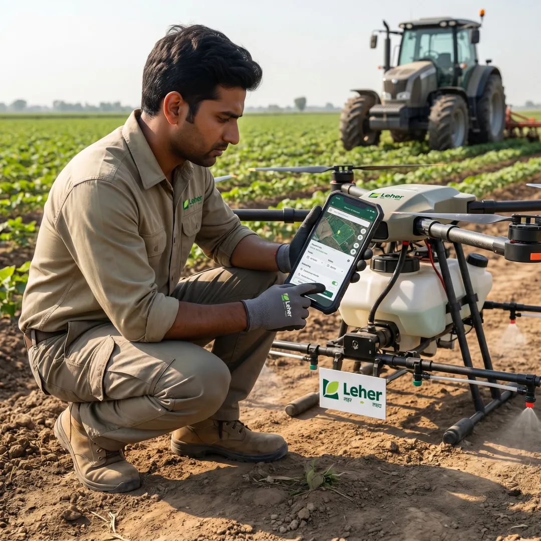 Drone pilot preparing an agricultural spraying drone