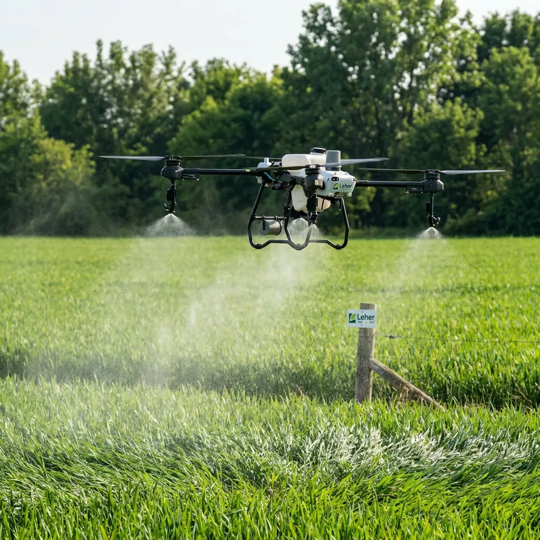 Agriculture drone spraying a crop field
