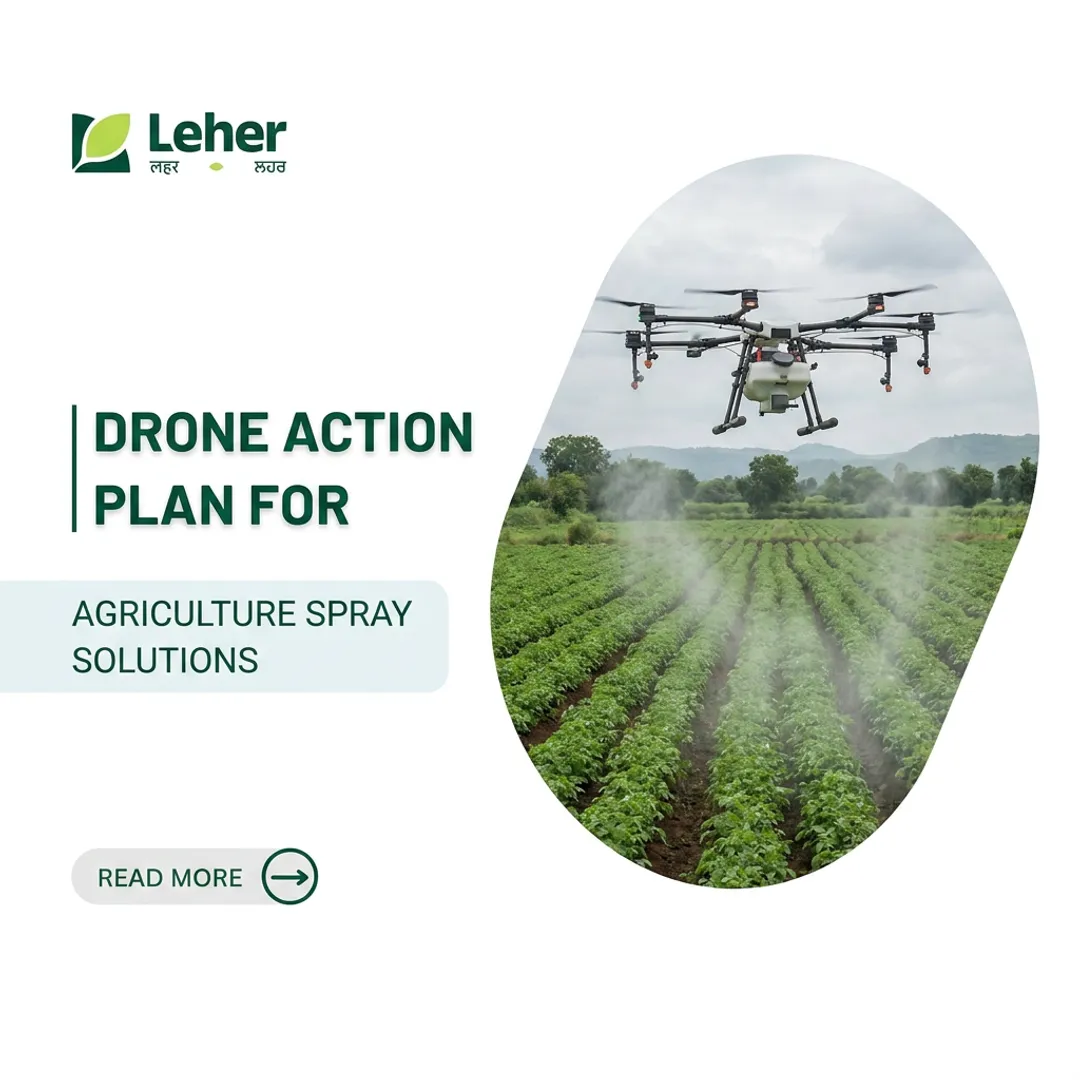 Agricultural spraying drone over crop field