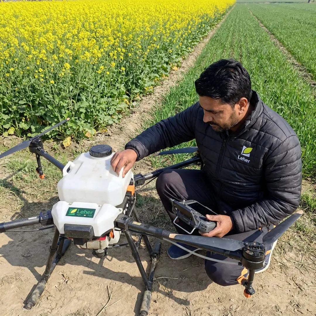 Drone pilot preparing farm spraying operation