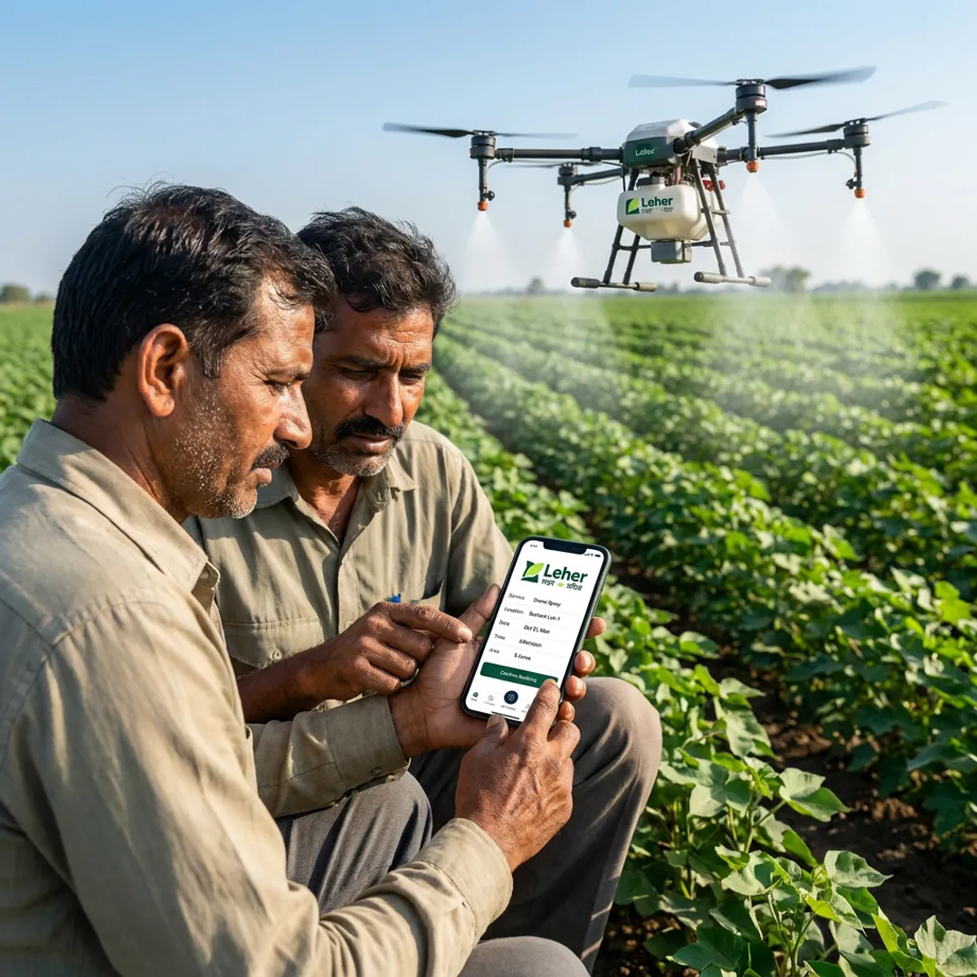 Agriculture drone sprayer over crop field