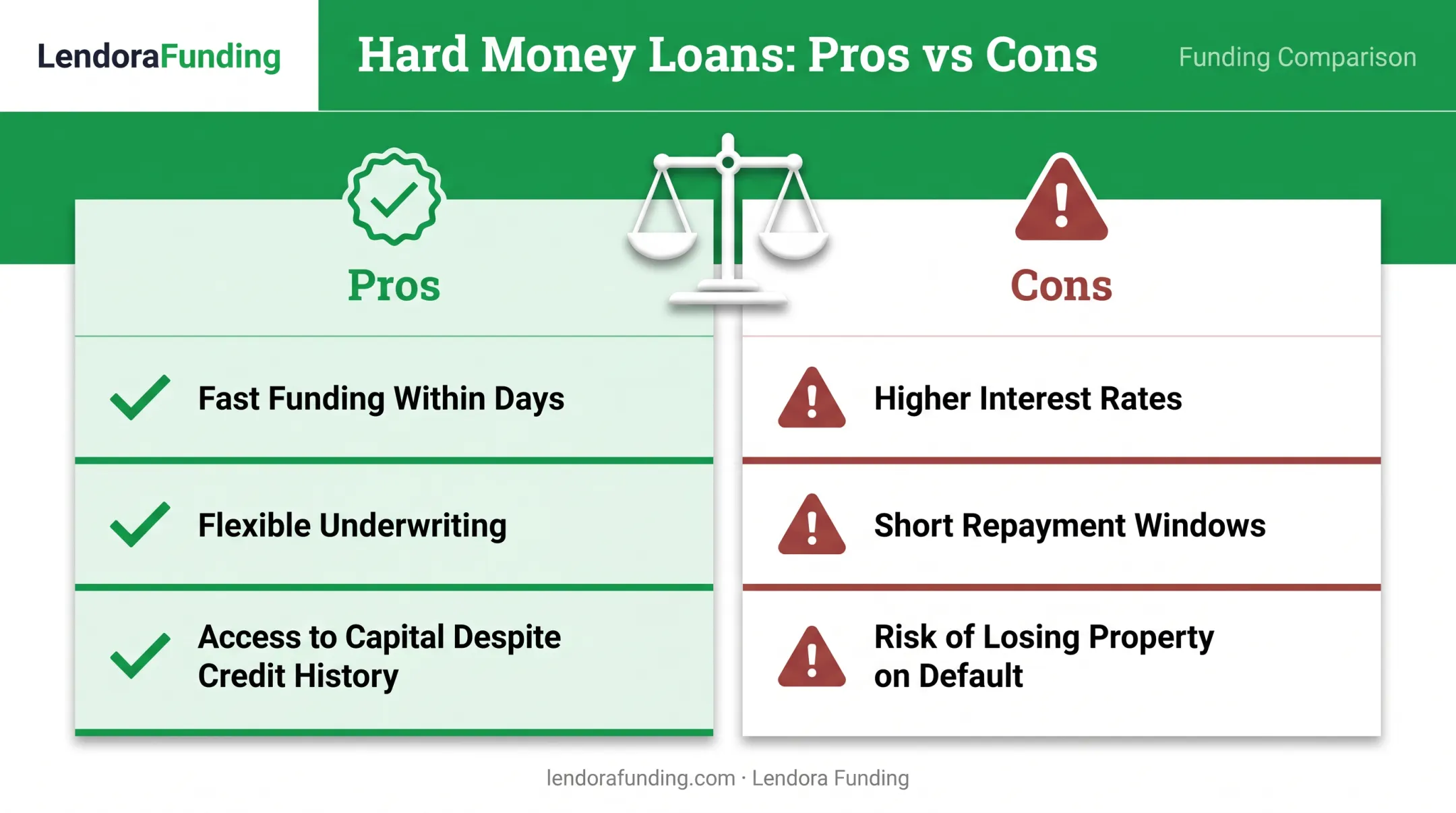 Hard money loans pros and cons comparison for bad credit borrowers
