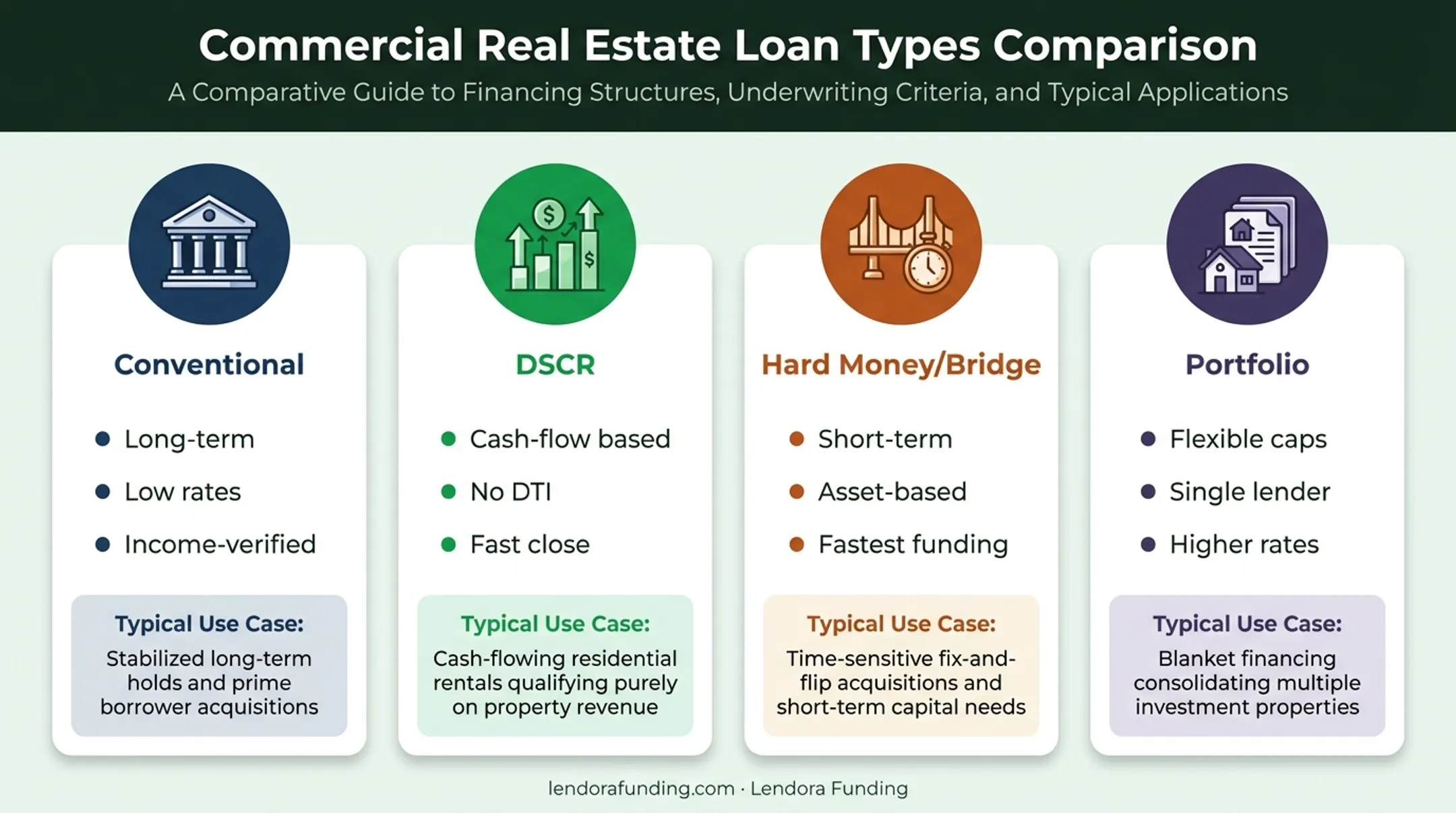 Conventional loans versus DSCR bridge and portfolio loans comparison chart