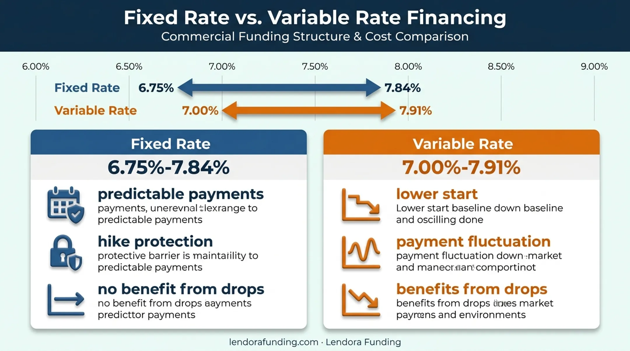 Fixed versus variable business loan rates comparison chart with risk factors
