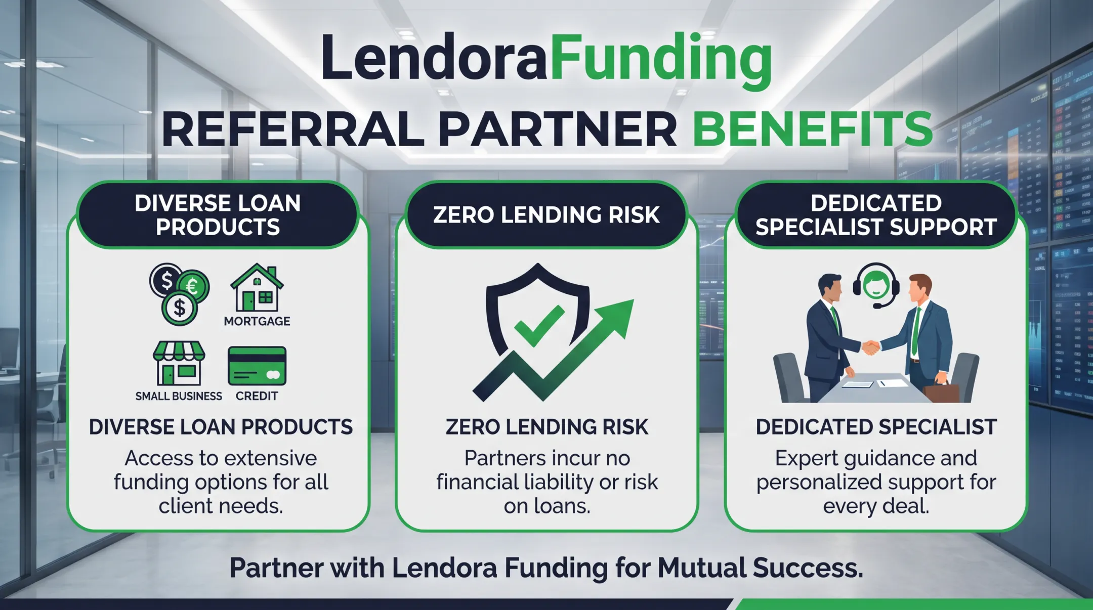 Lendora Funding partner benefits including product mix and specialist support