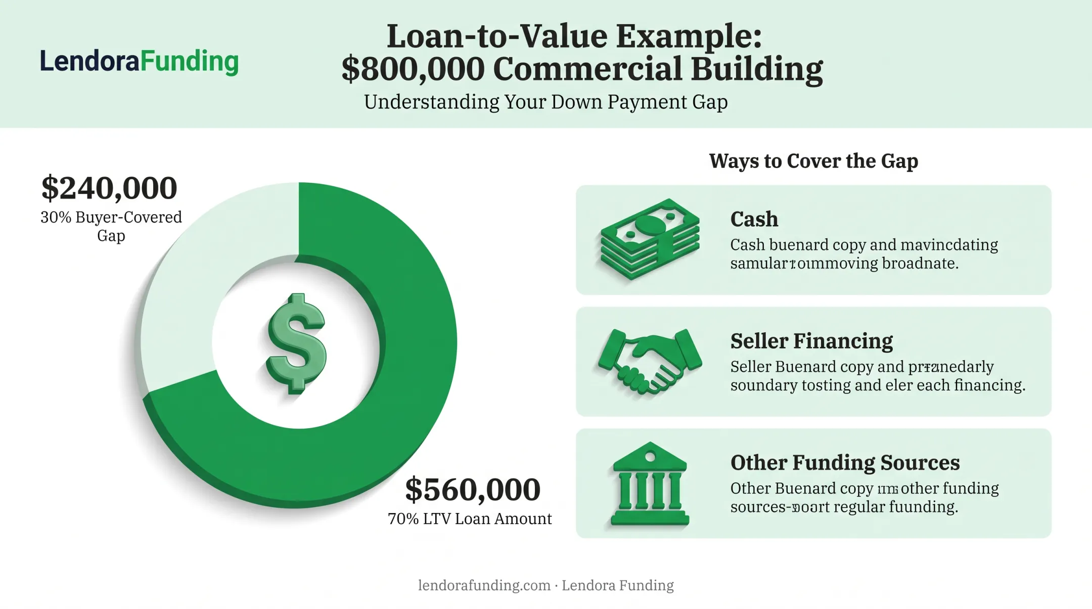 Loan-to-value calculation example showing 70 percent LTV on 800000 asset
