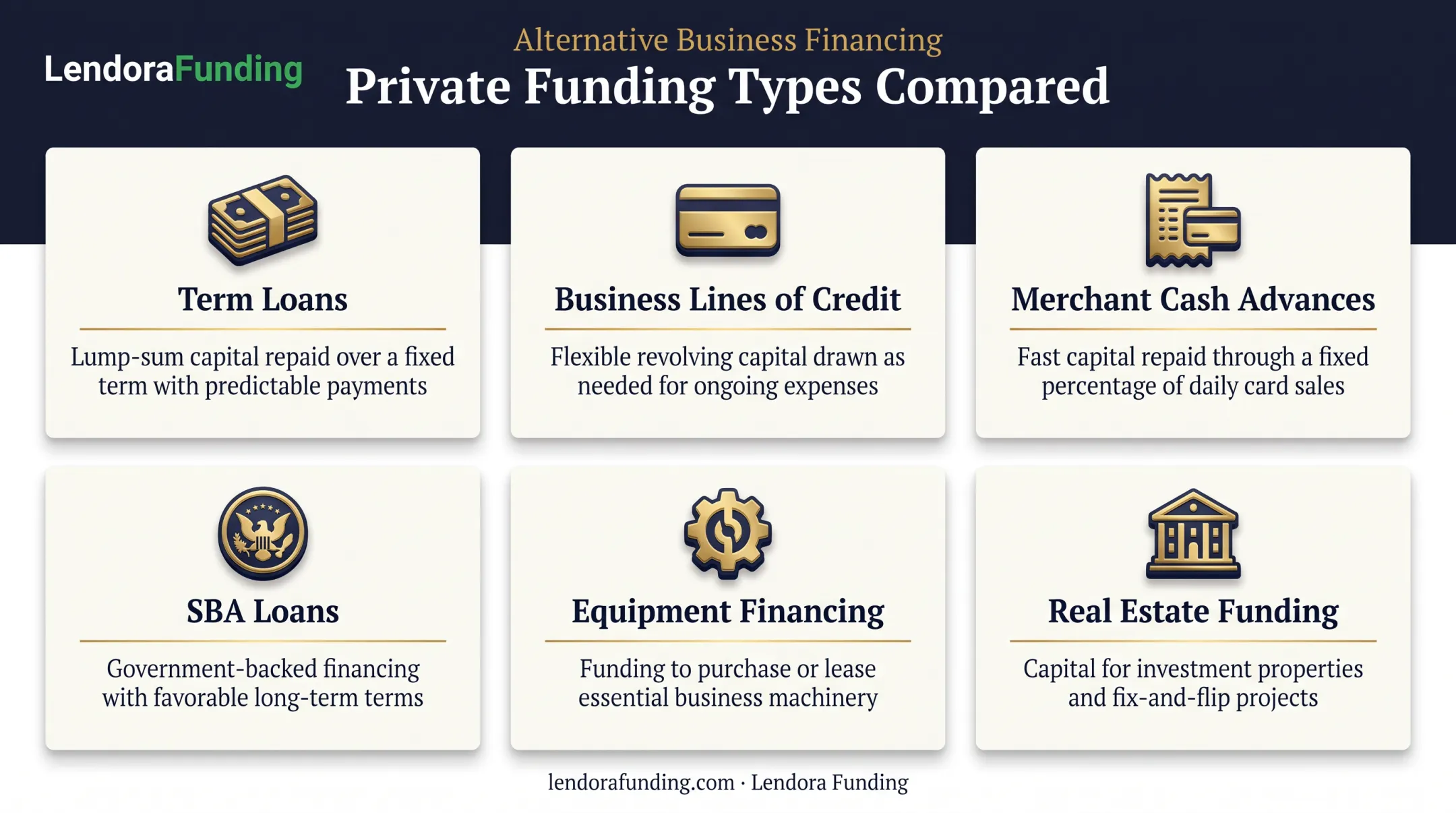 Types of private funding options comparison for small businesses