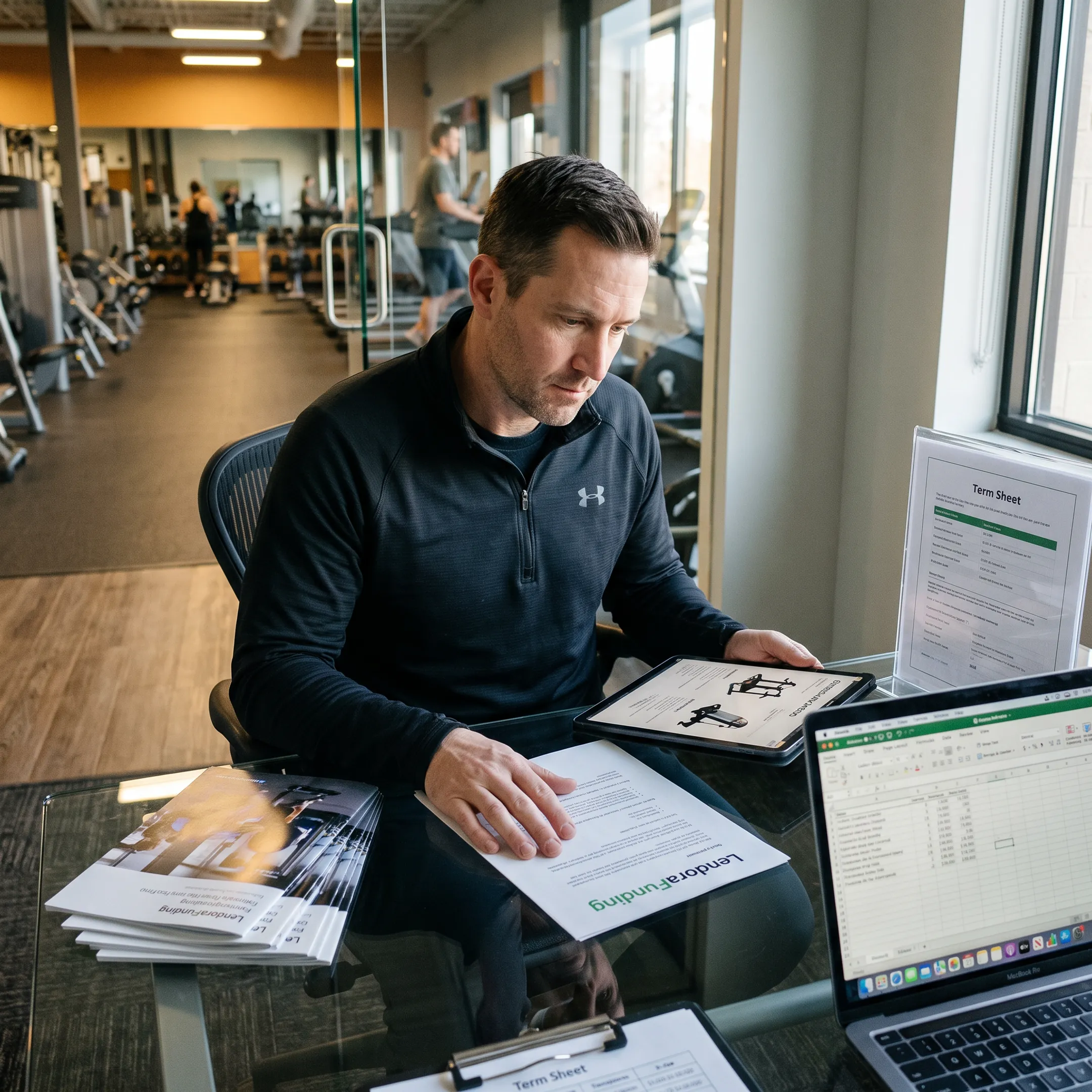 Gym owner planning a fitness equipment purchase