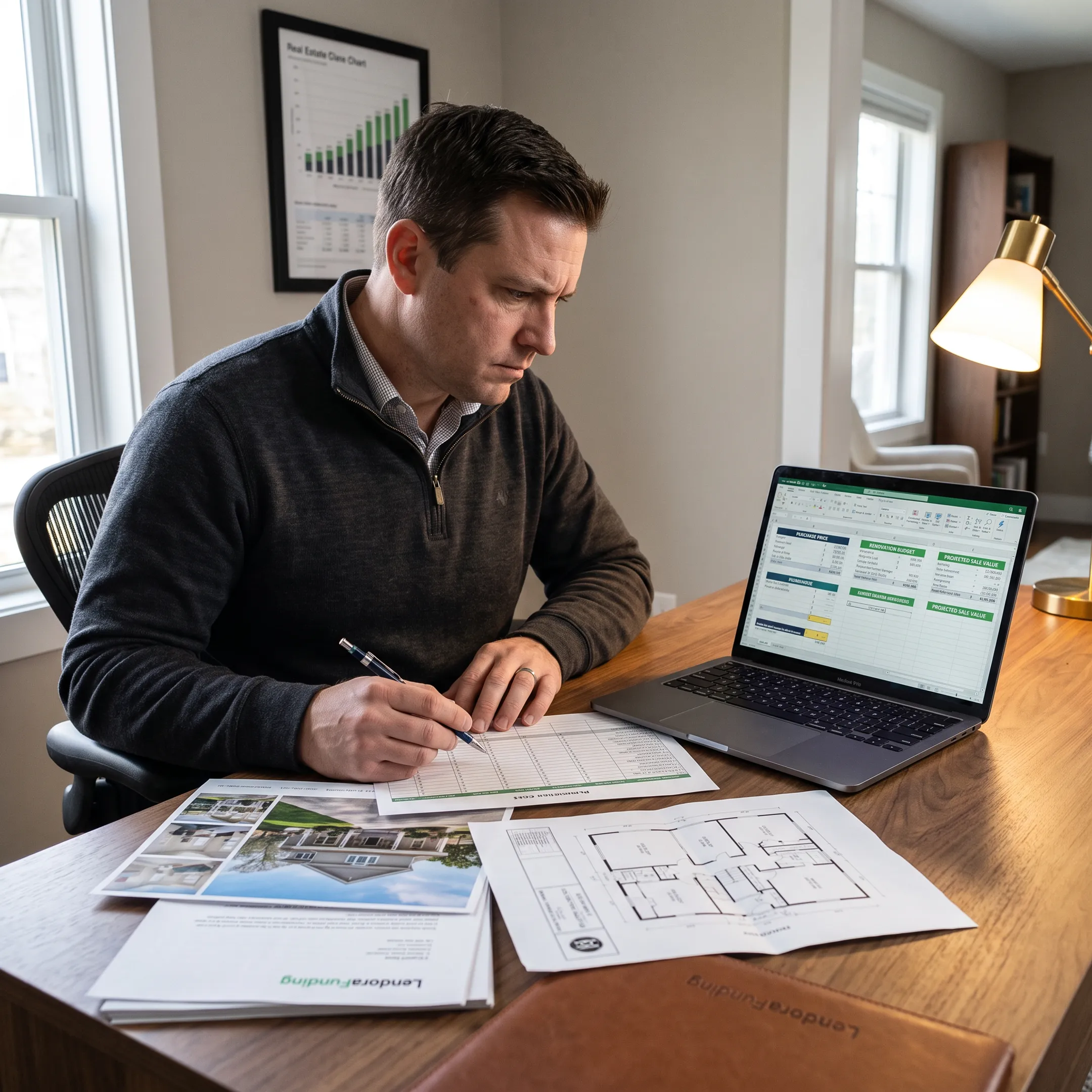 Investor calculating a property renovation budget