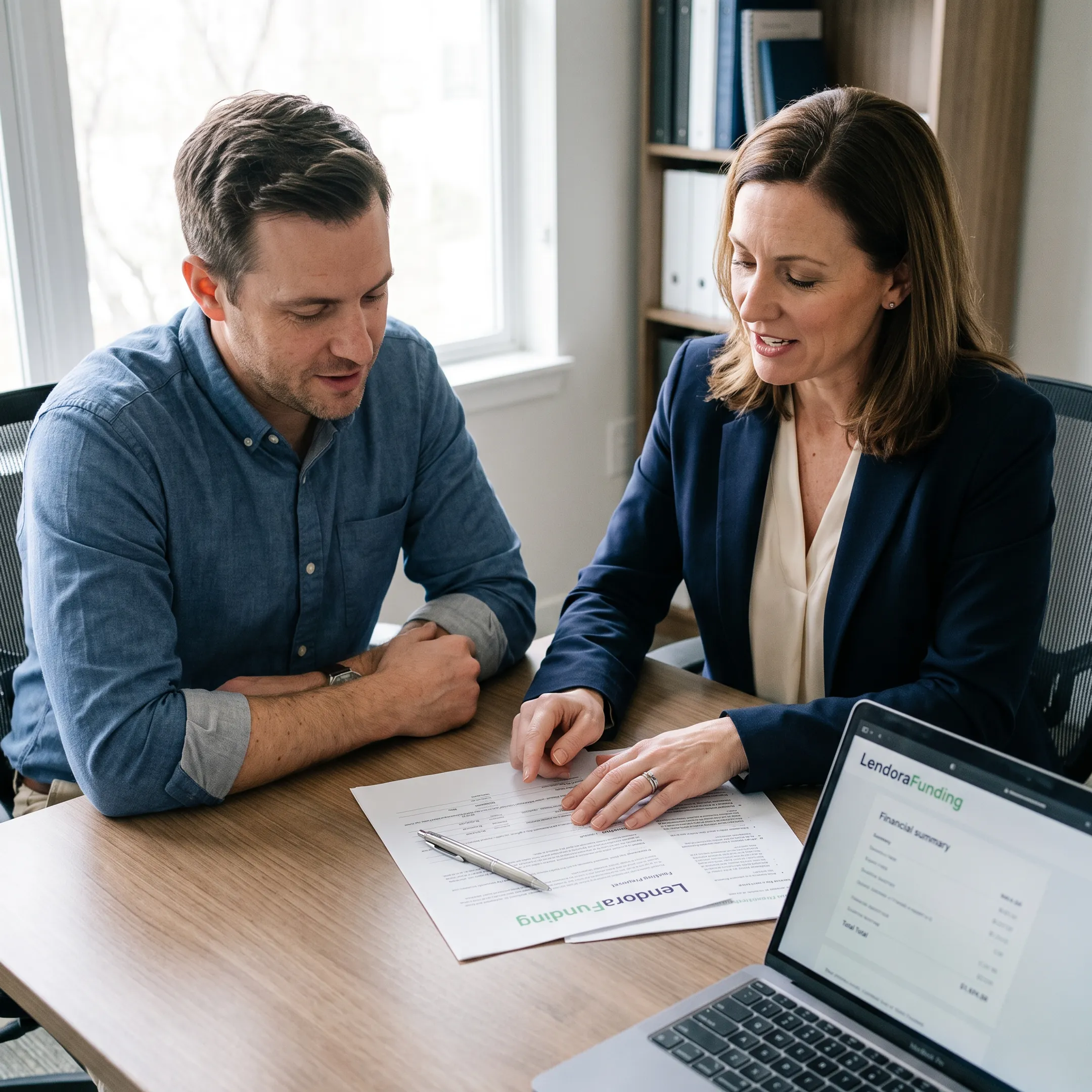 Advisor presenting funding options to a business owner