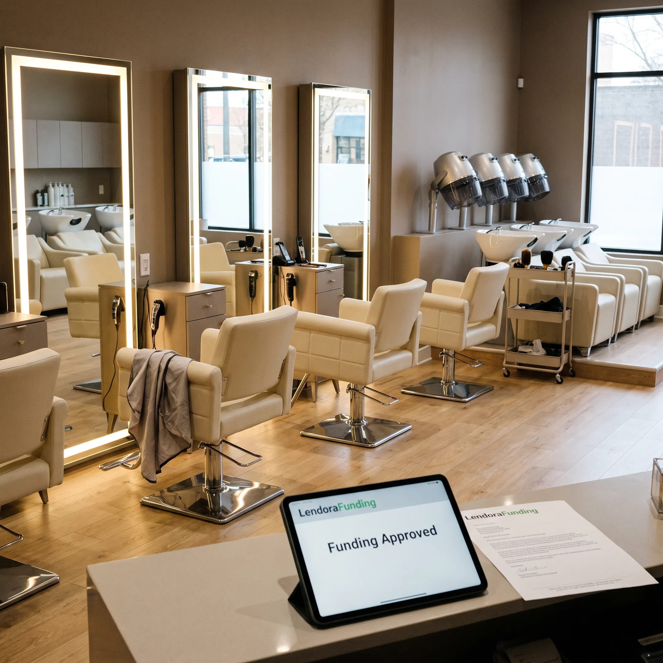 Professional salon equipment ready for installation