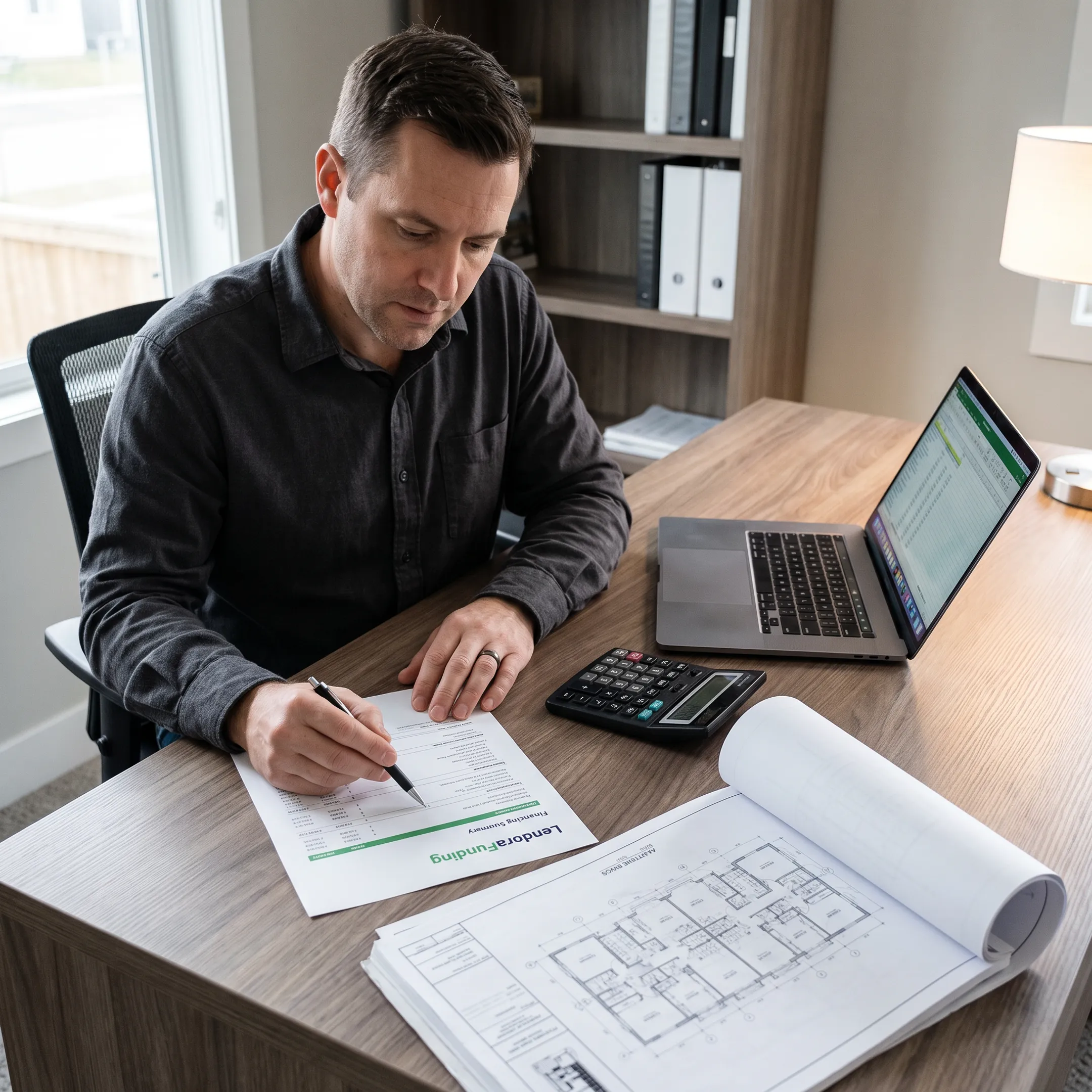 Real estate investor reviewing rental property financing