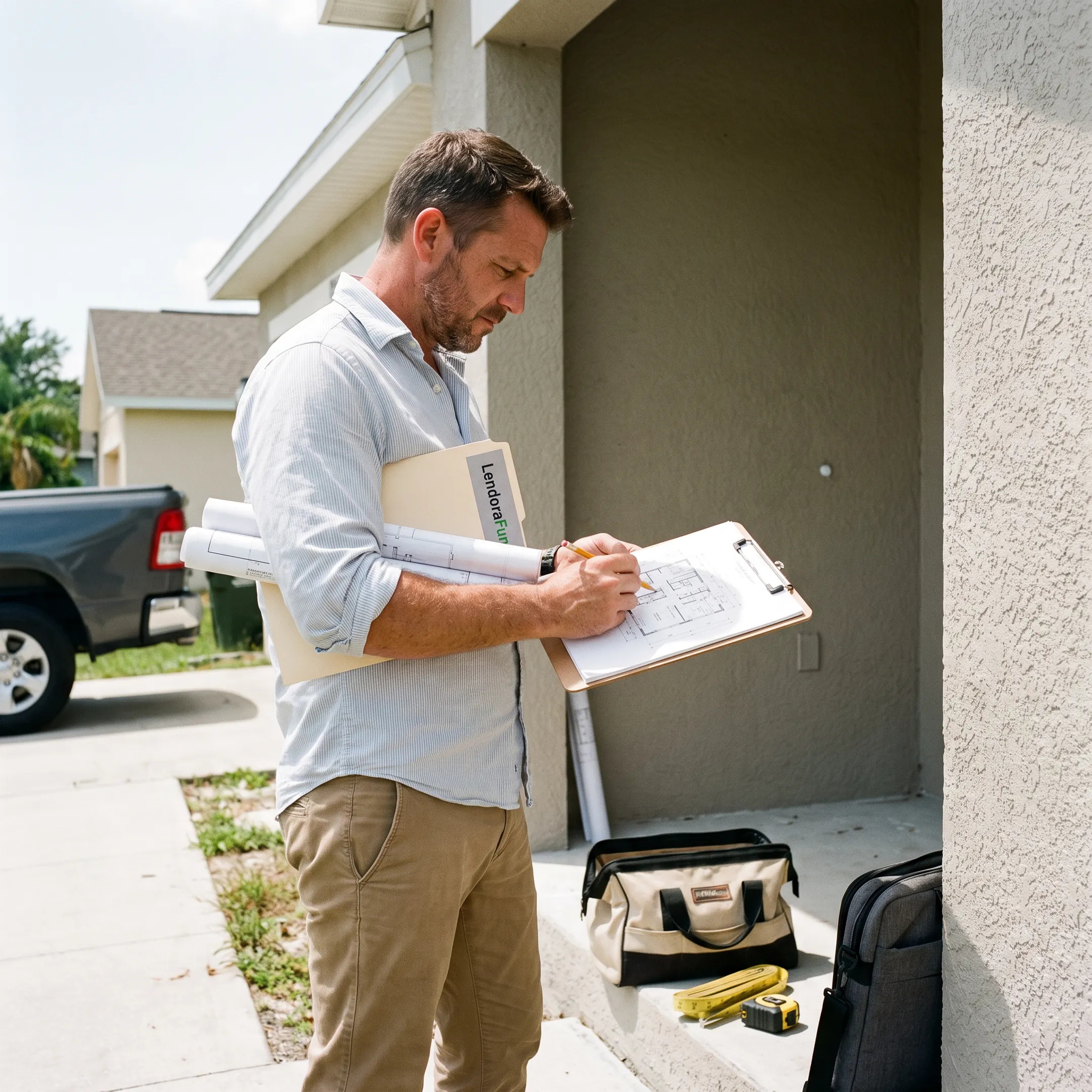 Investor reviewing a Florida home renovation project