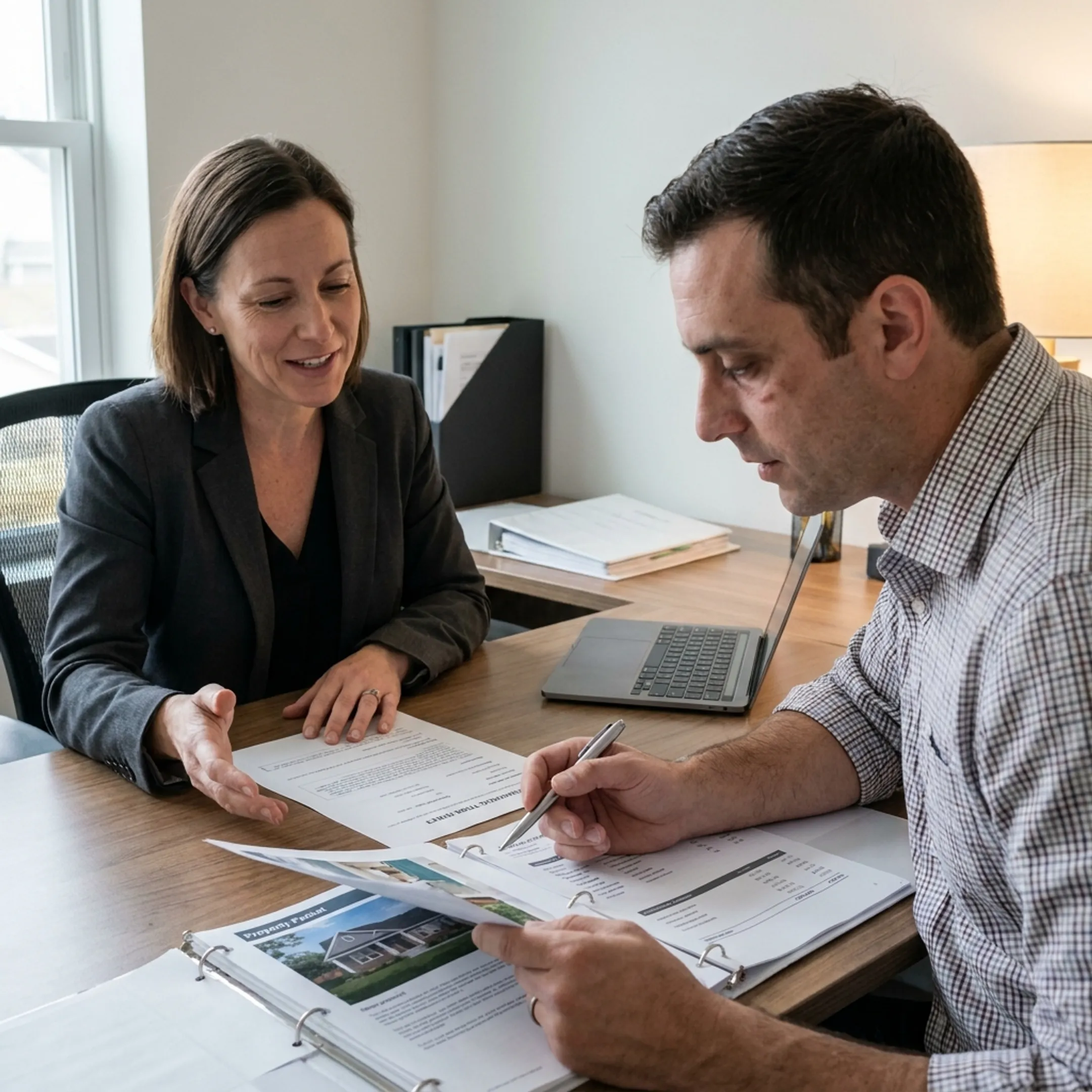 Investor reviewing California renovation property financing documents