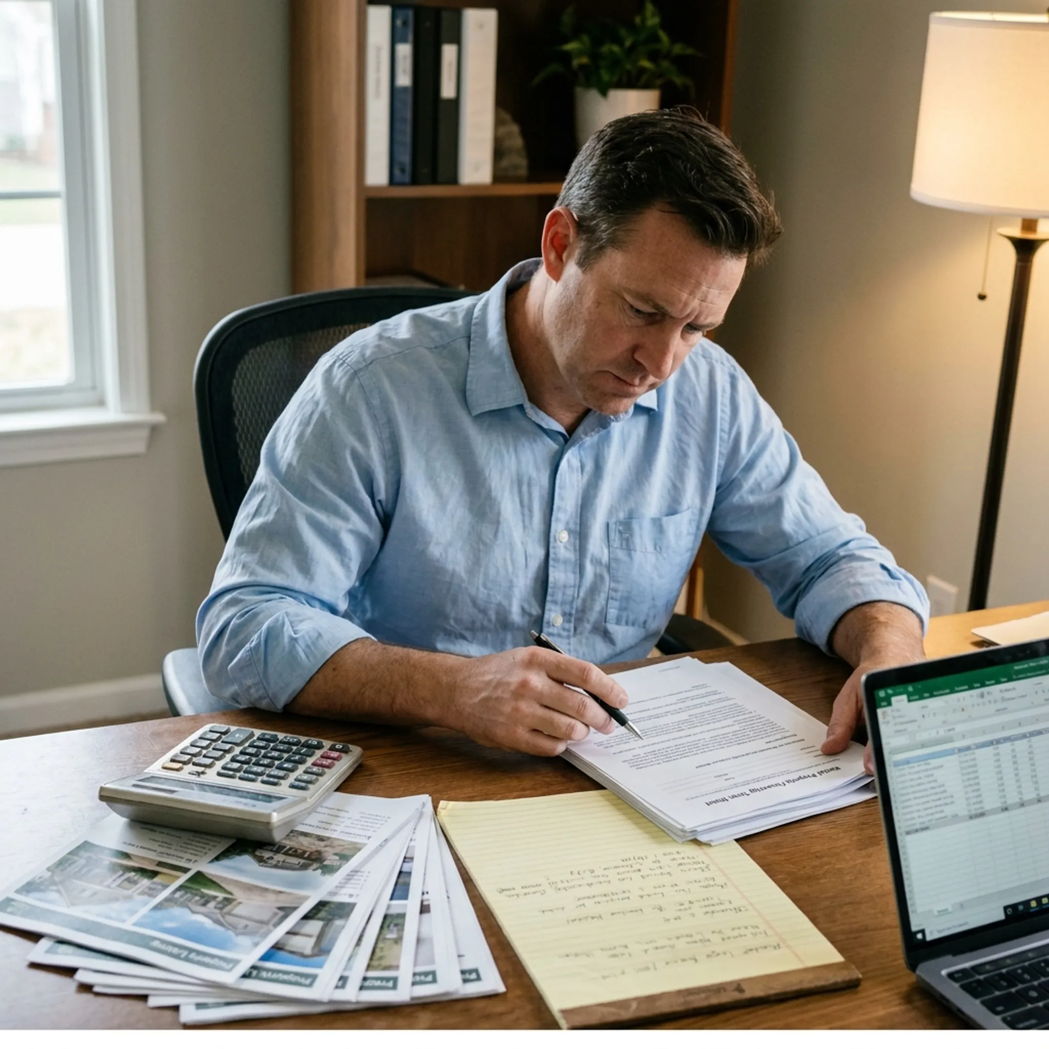 Texas real estate investor reviewing rental property financing documents