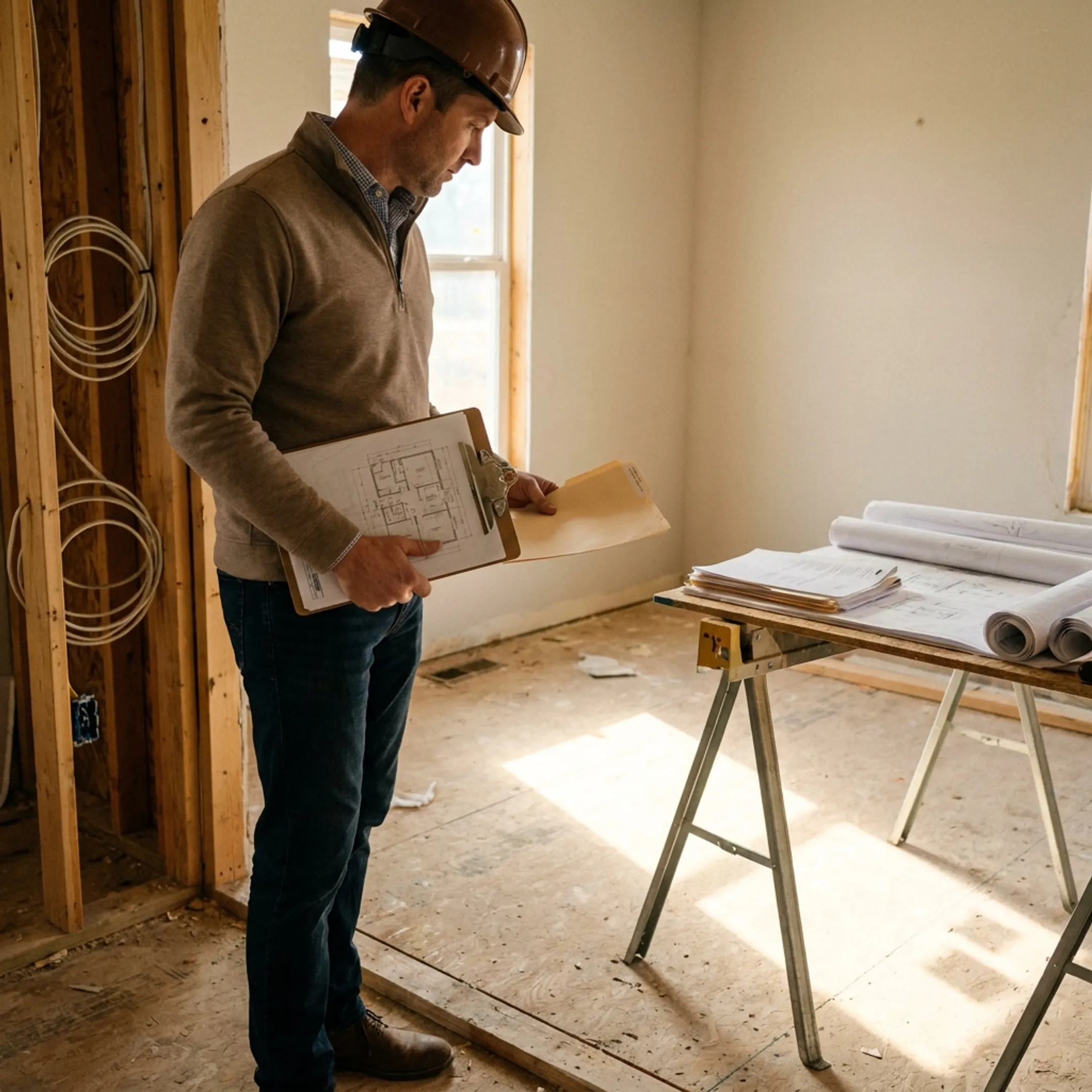 Real estate investor examining a renovation property