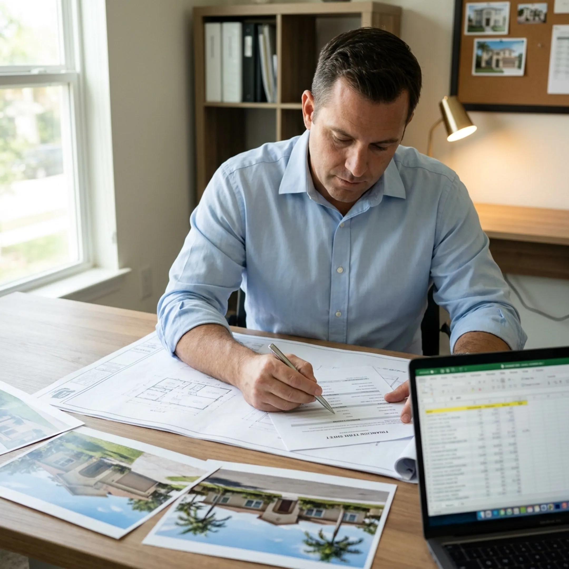 Real estate investor reviewing Tampa property financing documents