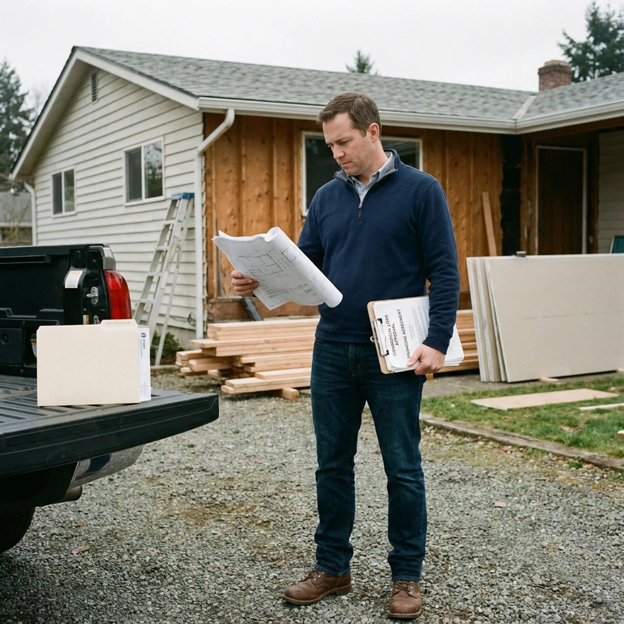 Investor reviewing a Connecticut fix-and-flip property renovation plan
