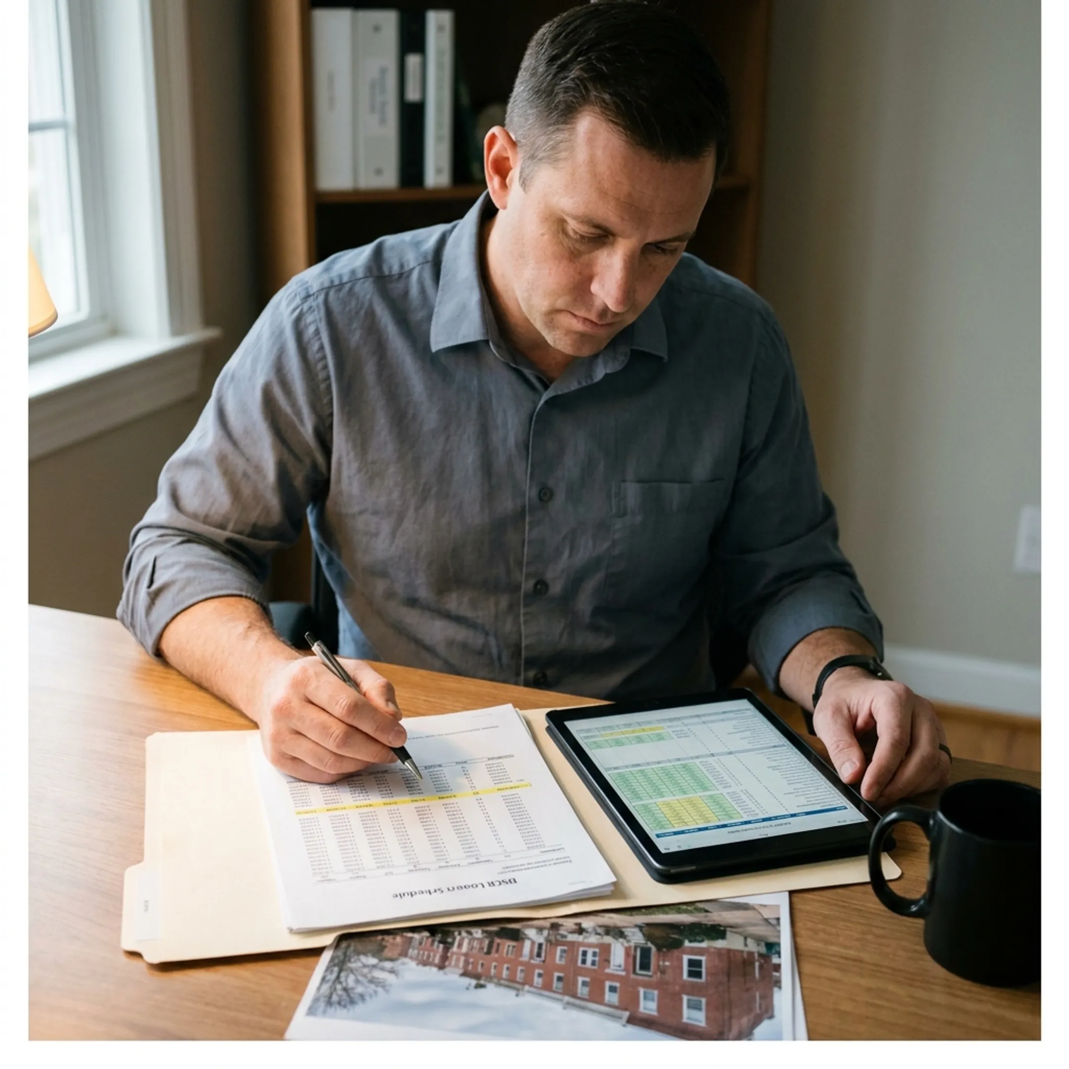 Maryland real estate investor reviewing rental property financing documents