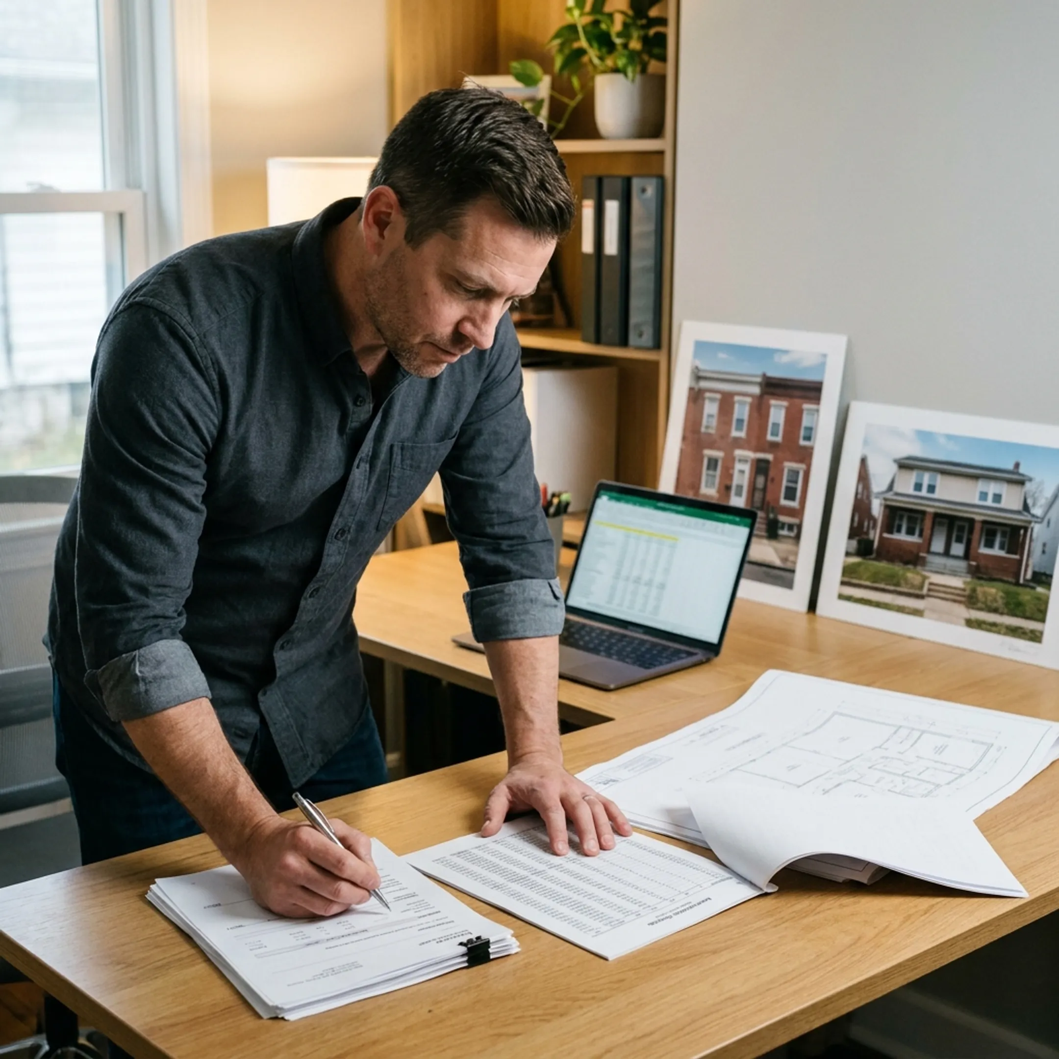 Real estate investor reviewing Pennsylvania property financing documents