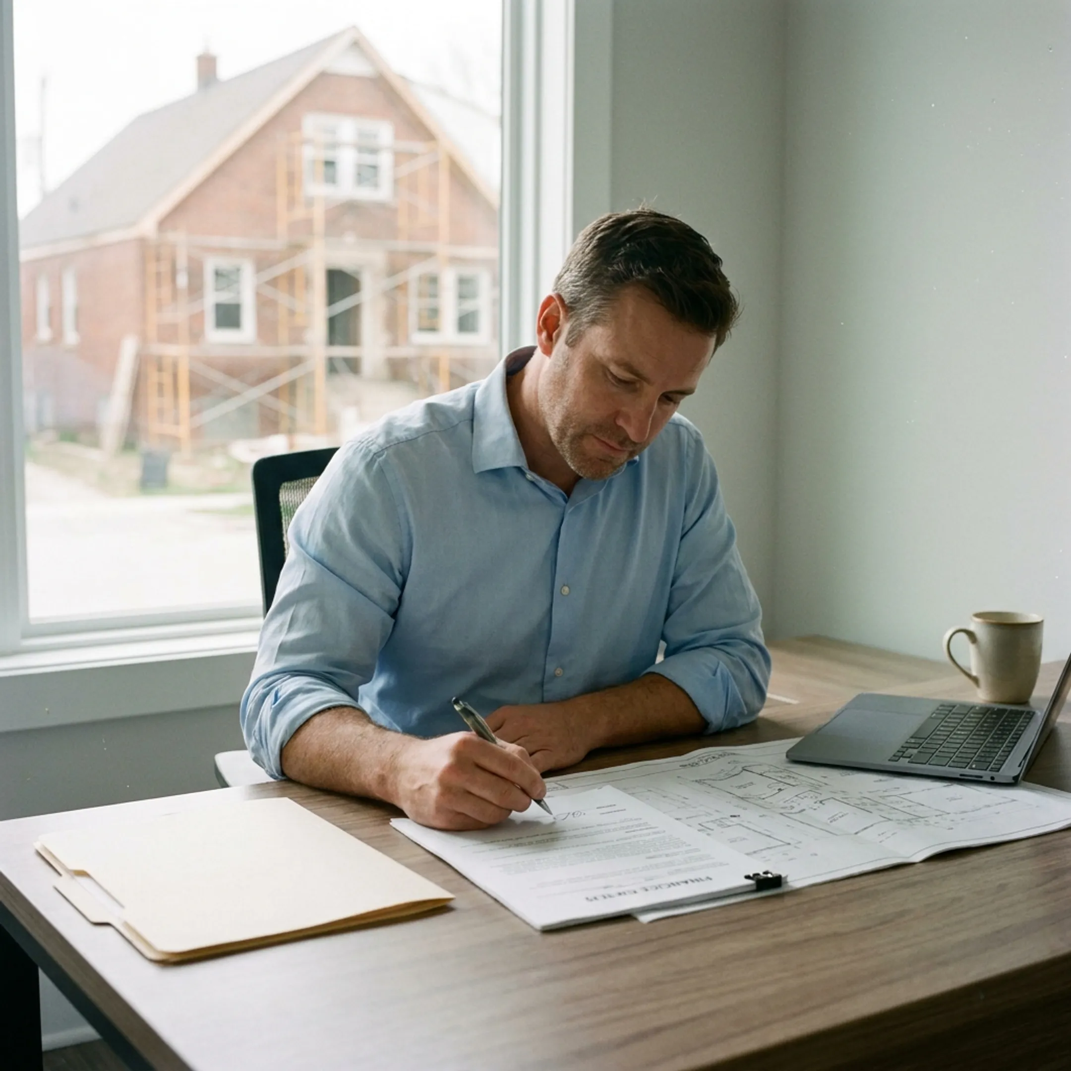 Investor reviewing Oklahoma real estate financing documents