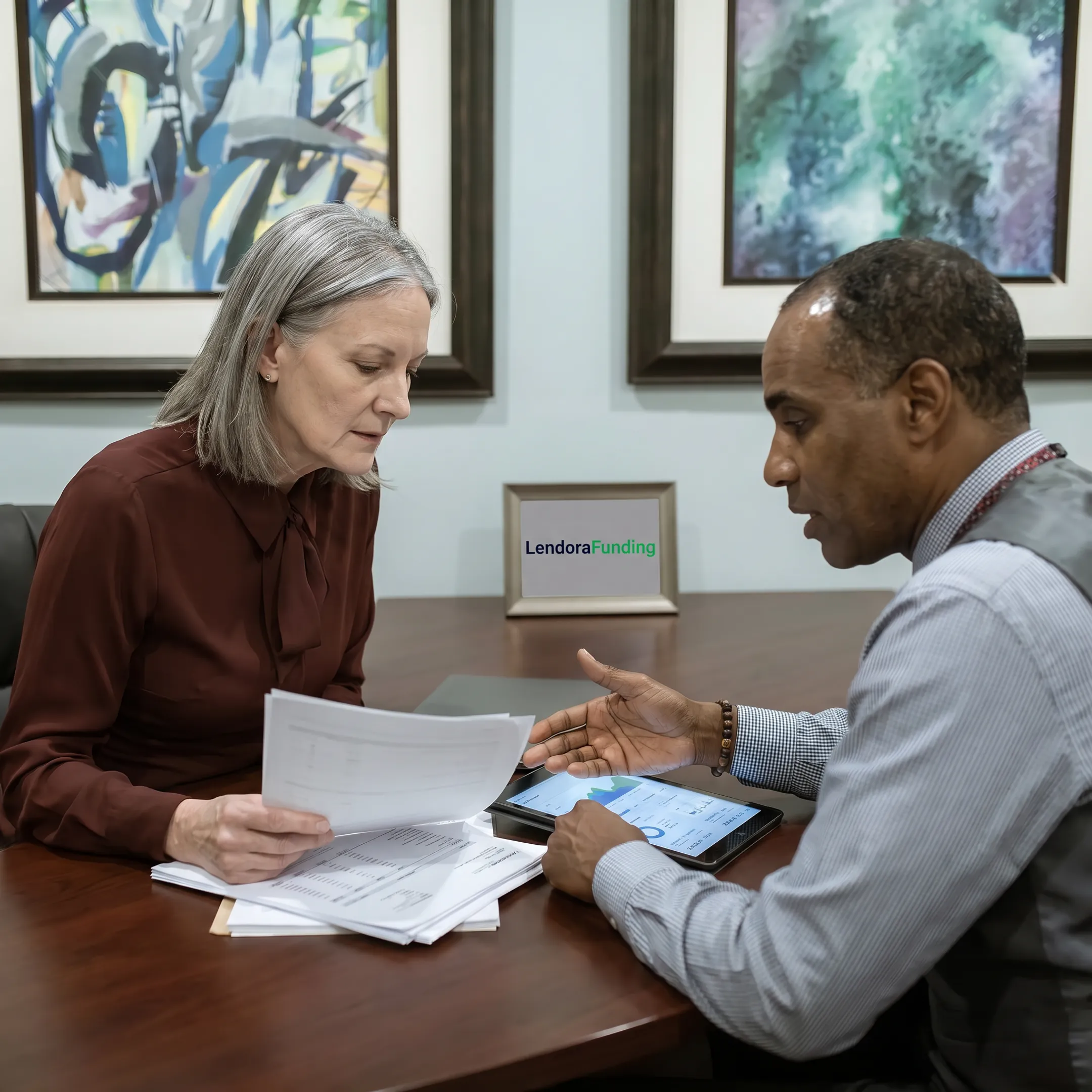 Business owner reviewing a line of credit