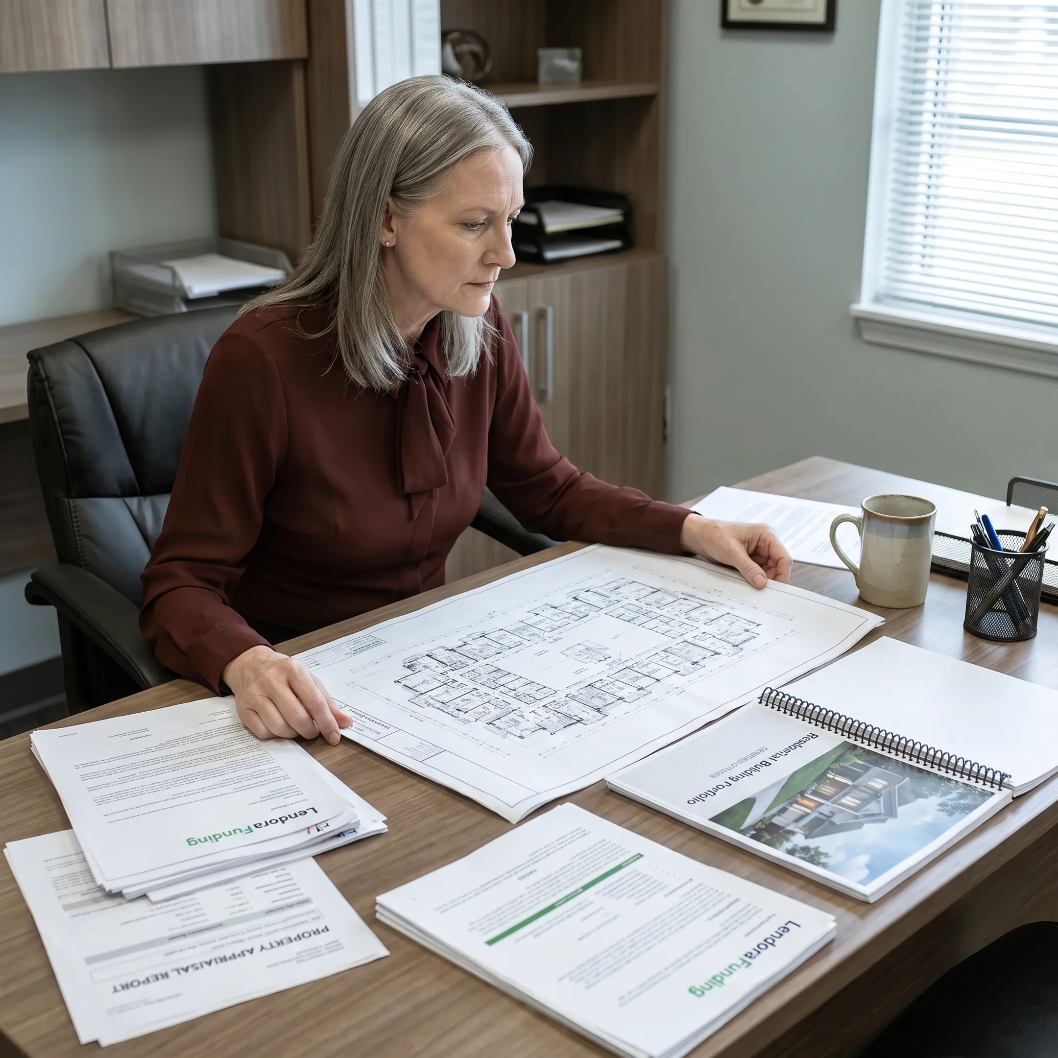 Real estate investor reviewing investment property financing