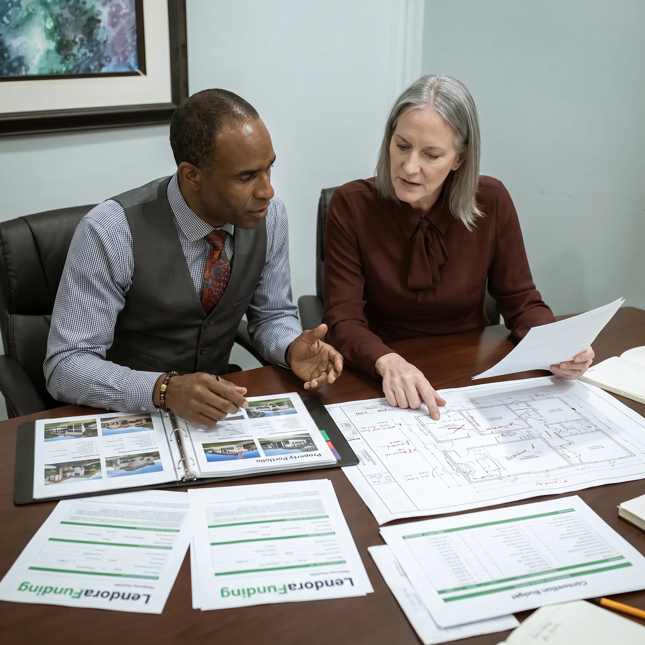 Investor discussing property financing options