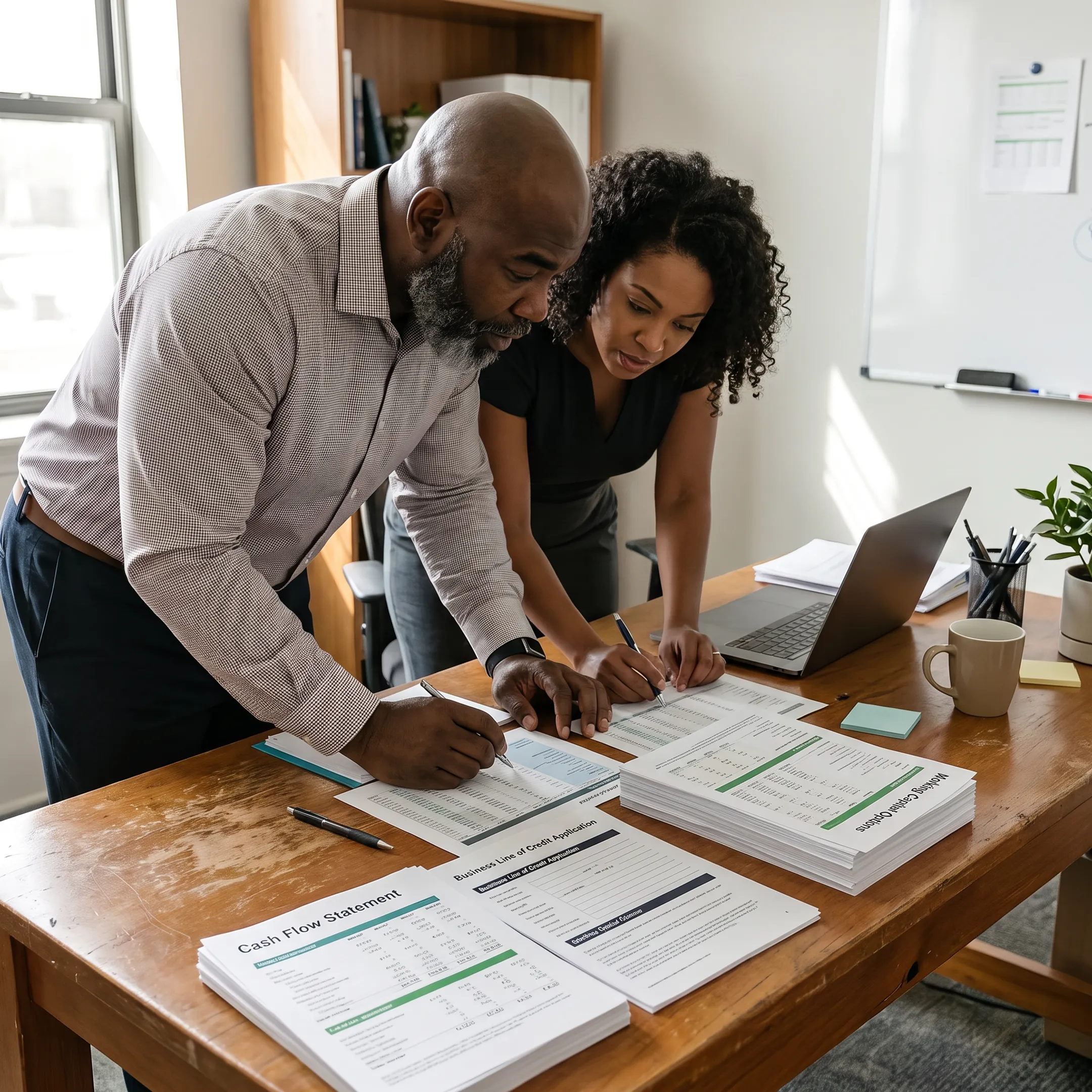 Business owner reviewing line of credit options