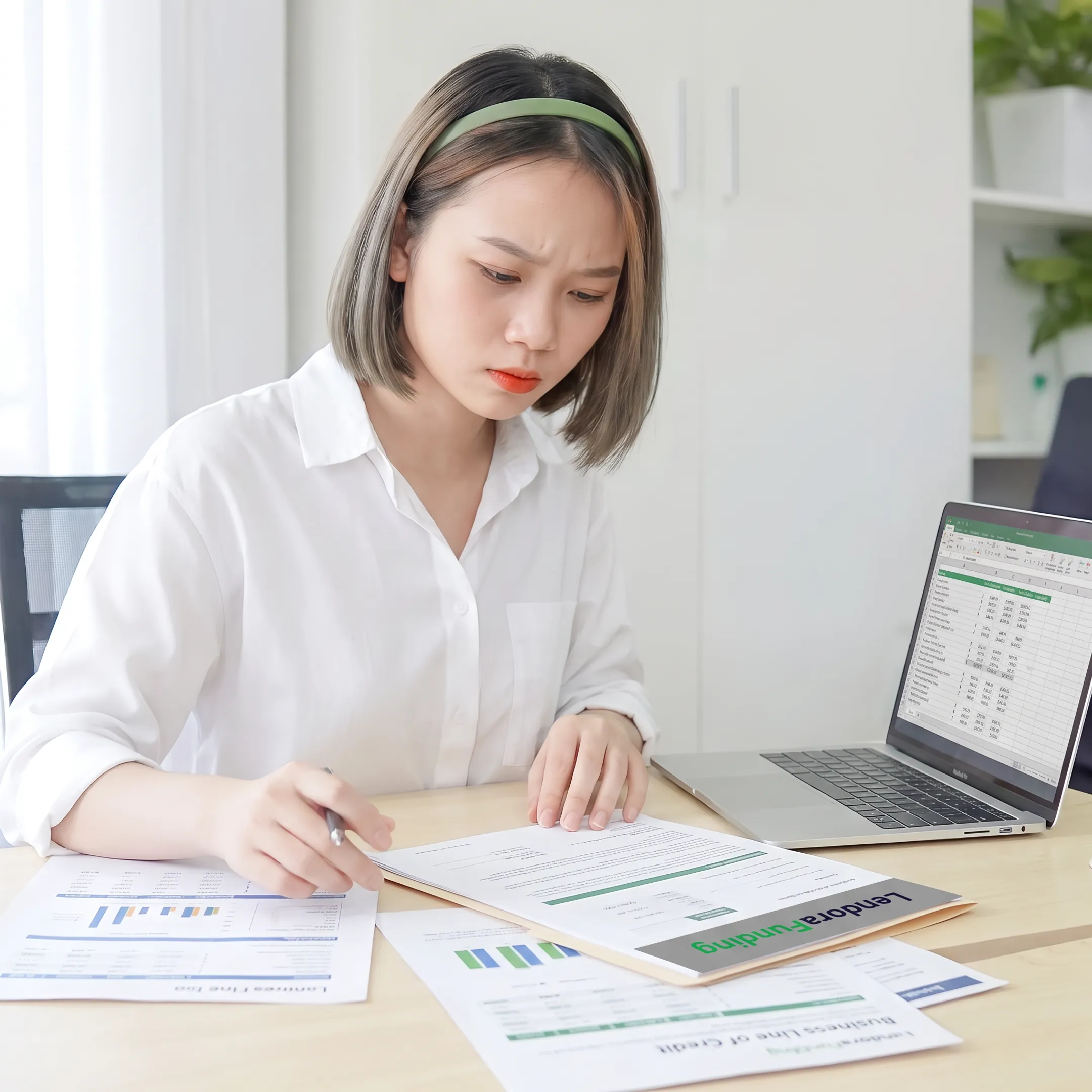 Business owner reviewing line of credit options