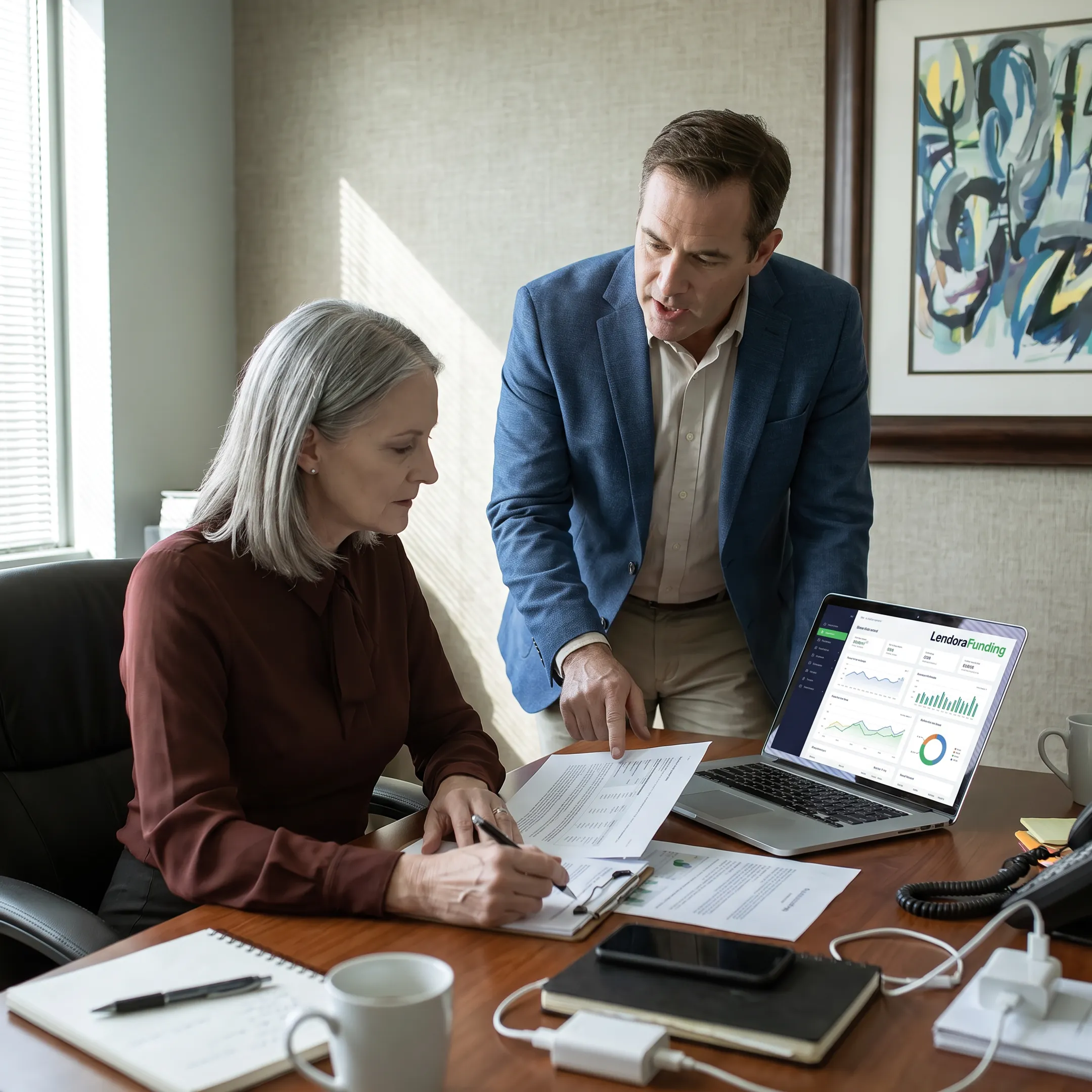 Business owner reviewing interest-free funding options
