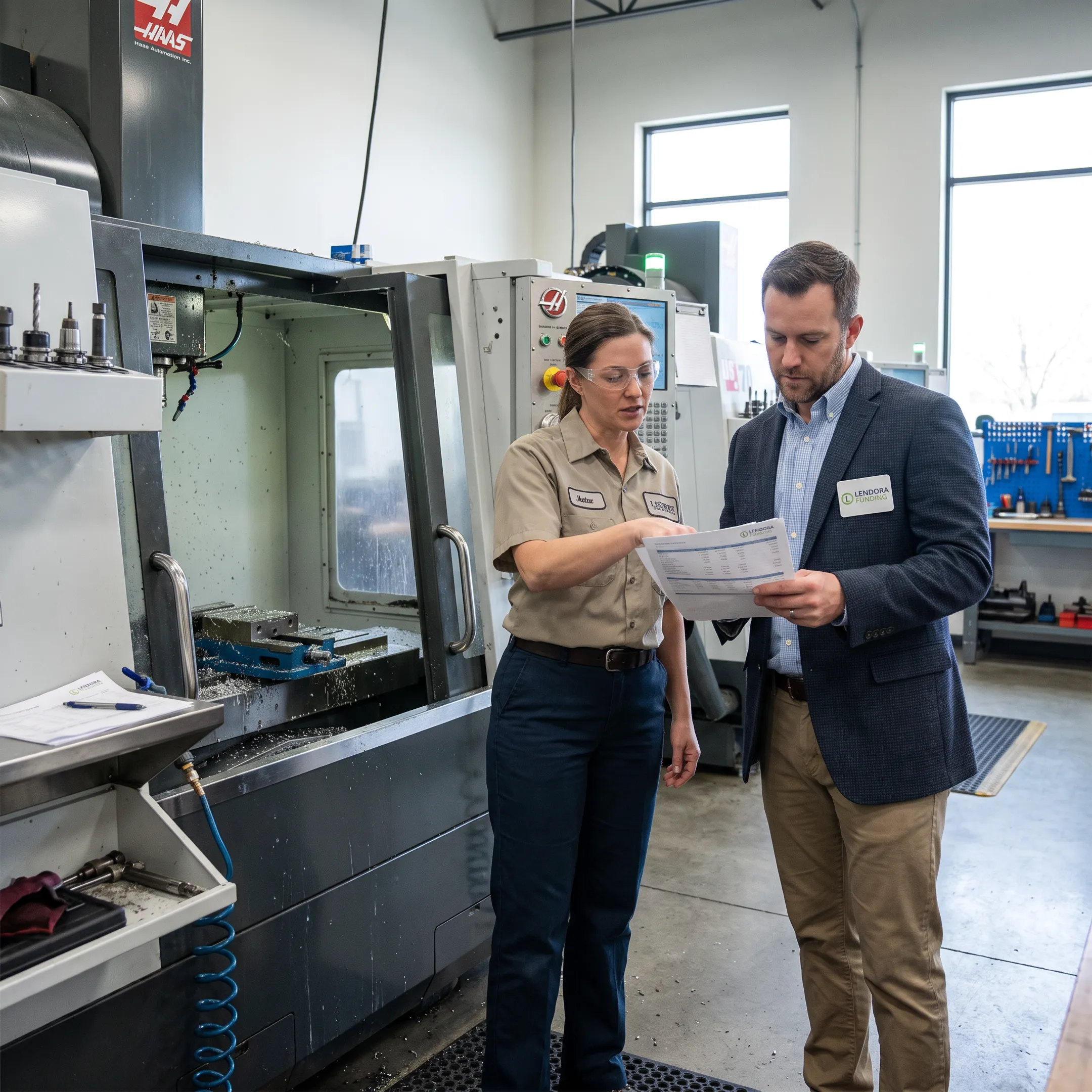 Business owner reviewing equipment financing options