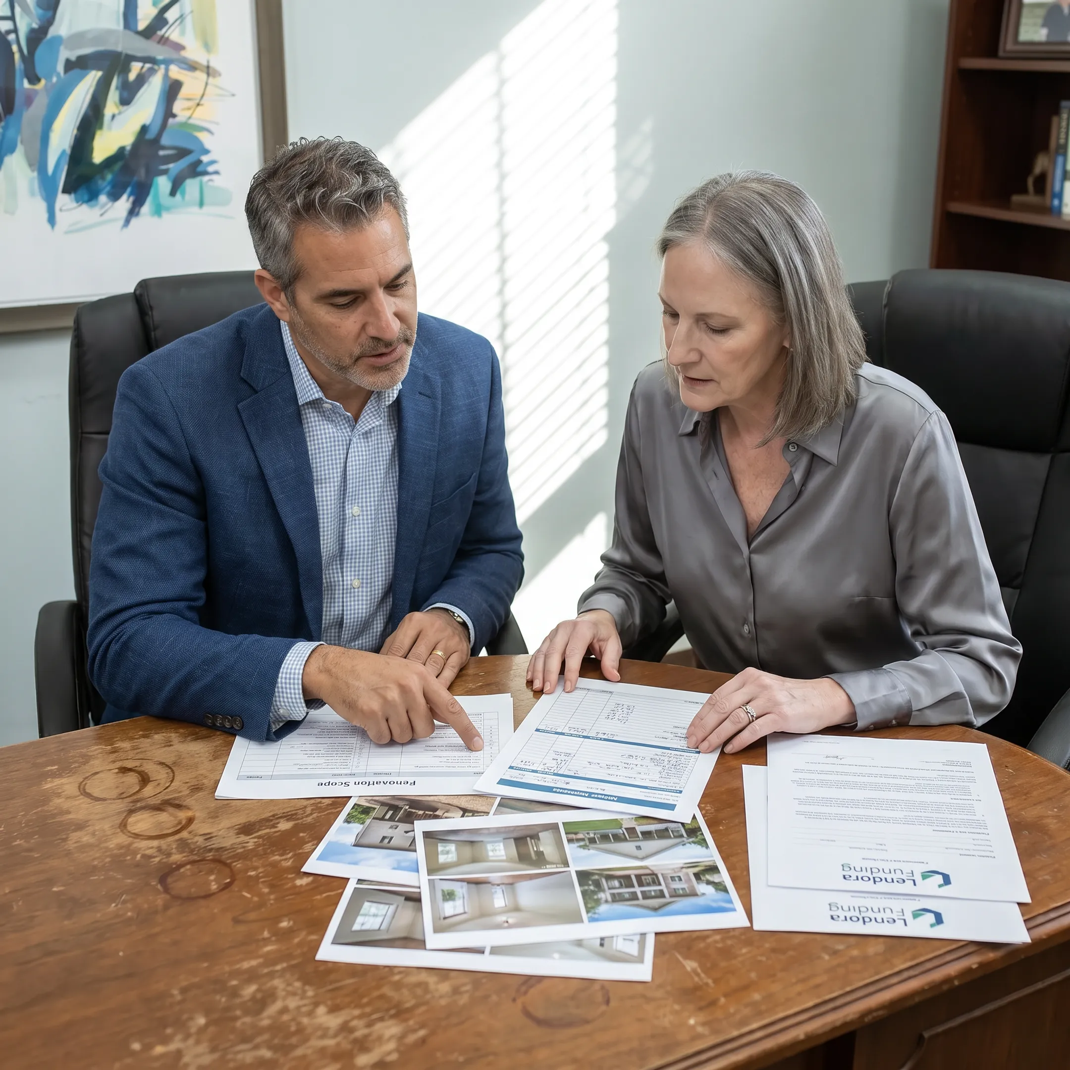 Funding specialist discussing an investment property renovation plan