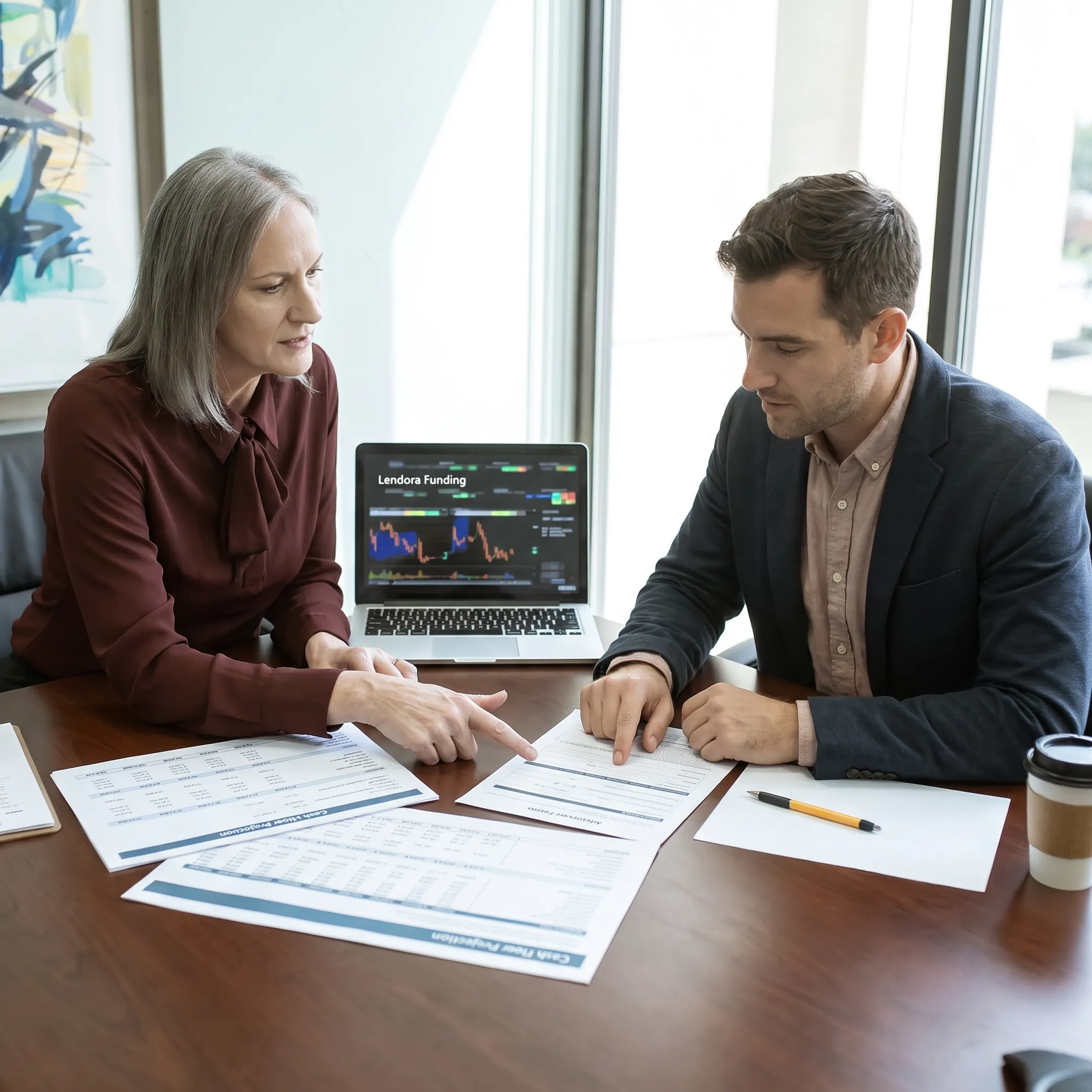 Funding specialist discussing business financing with an entrepreneur