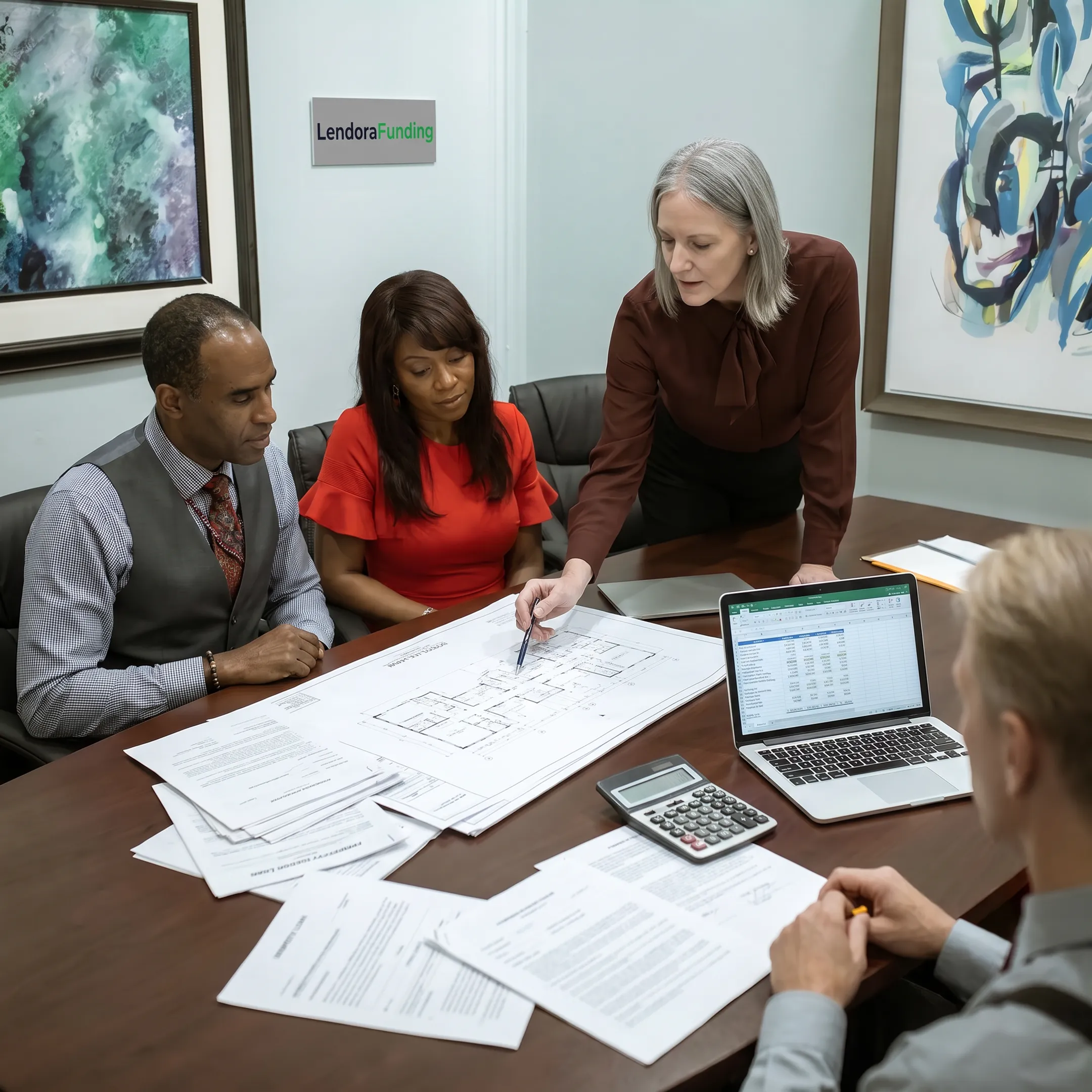 Advisor presenting real estate financing options to clients