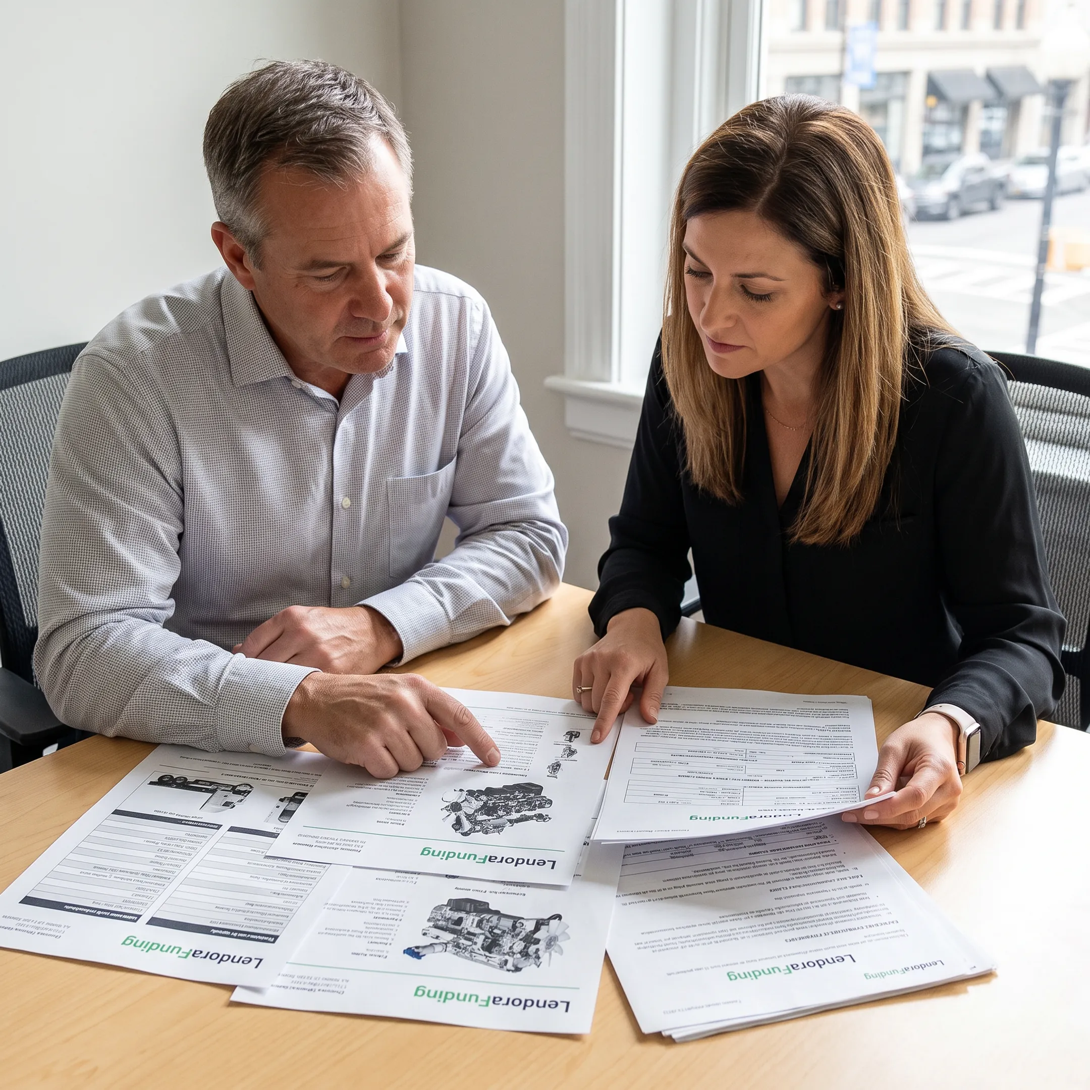 Business owner reviewing truck financing options