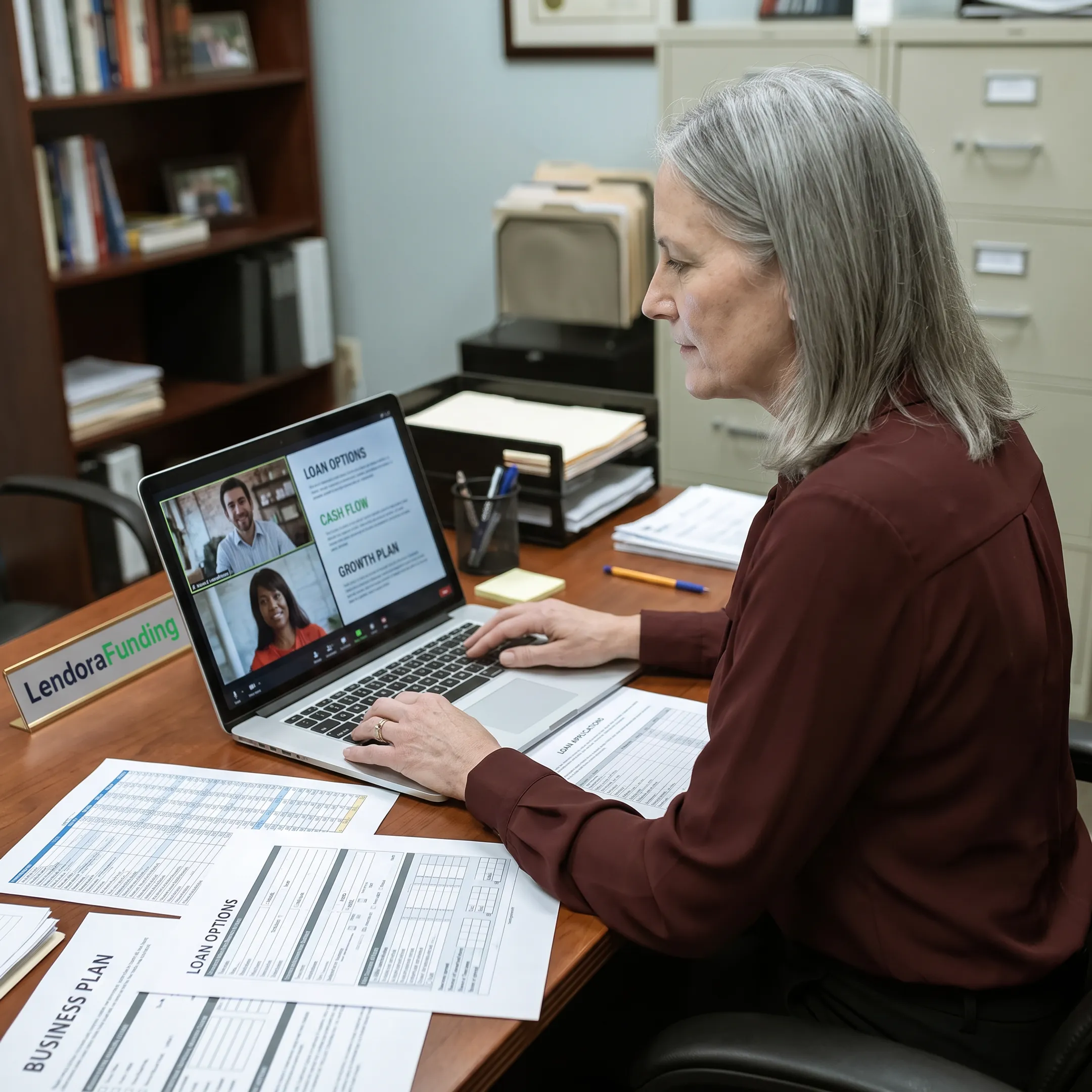 Funding specialist discussing business financing online