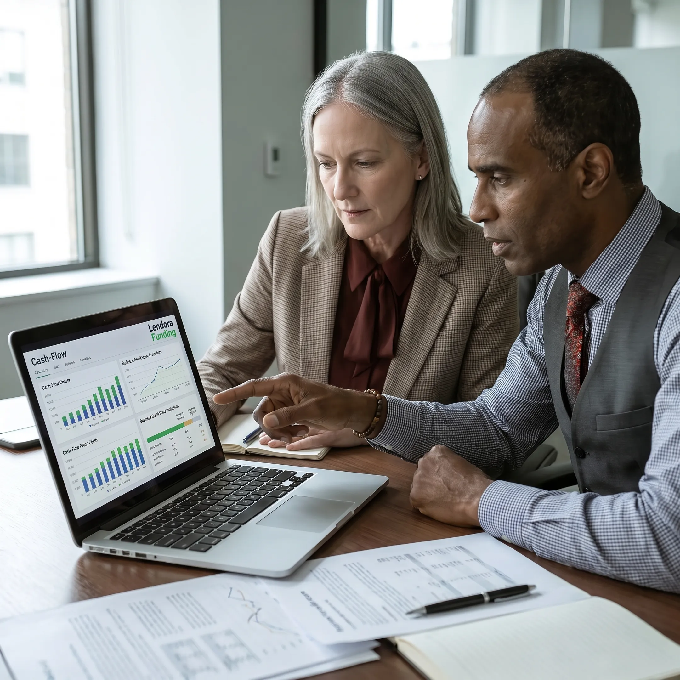 Startup founder reviewing business credit options