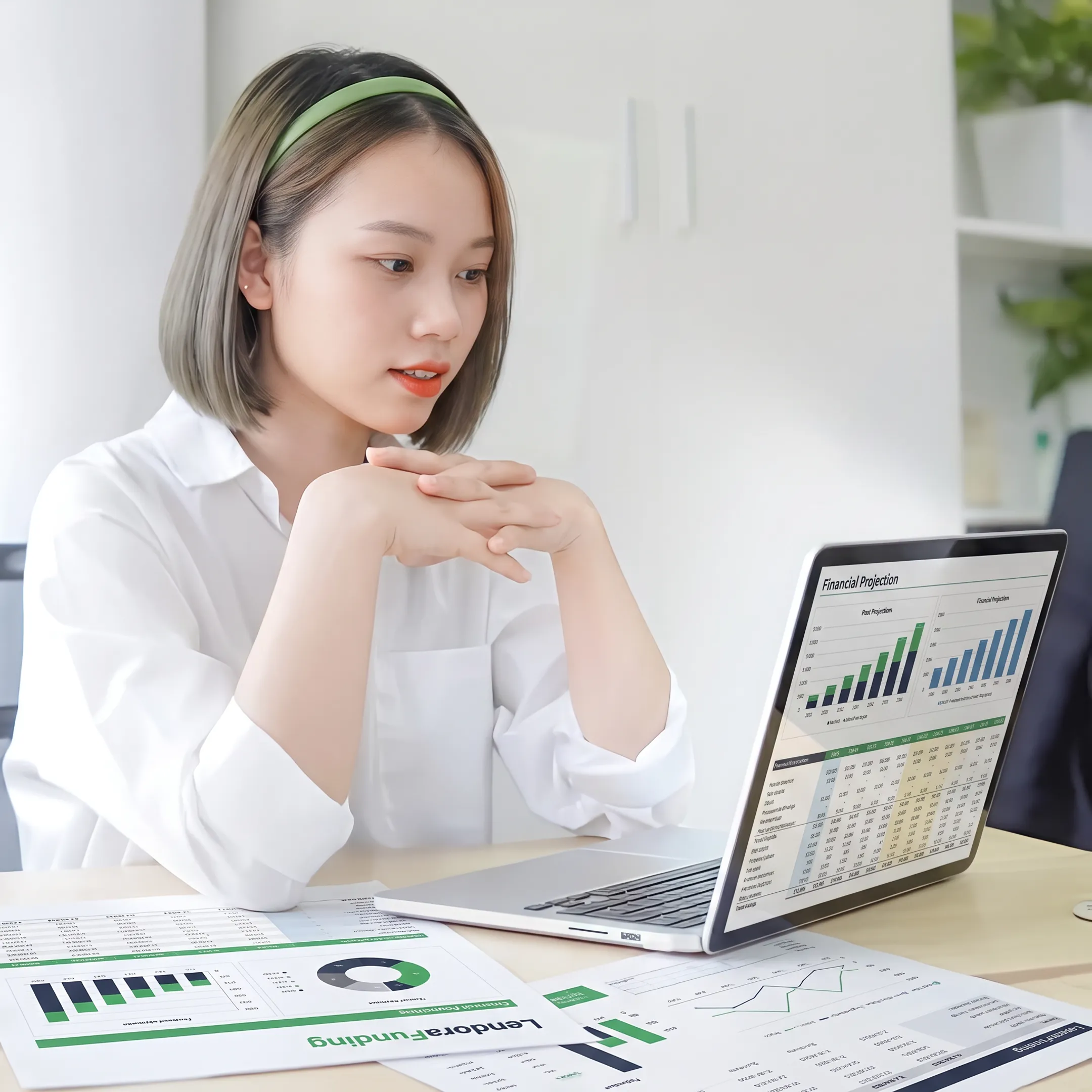Entrepreneur reviewing startup business financing options