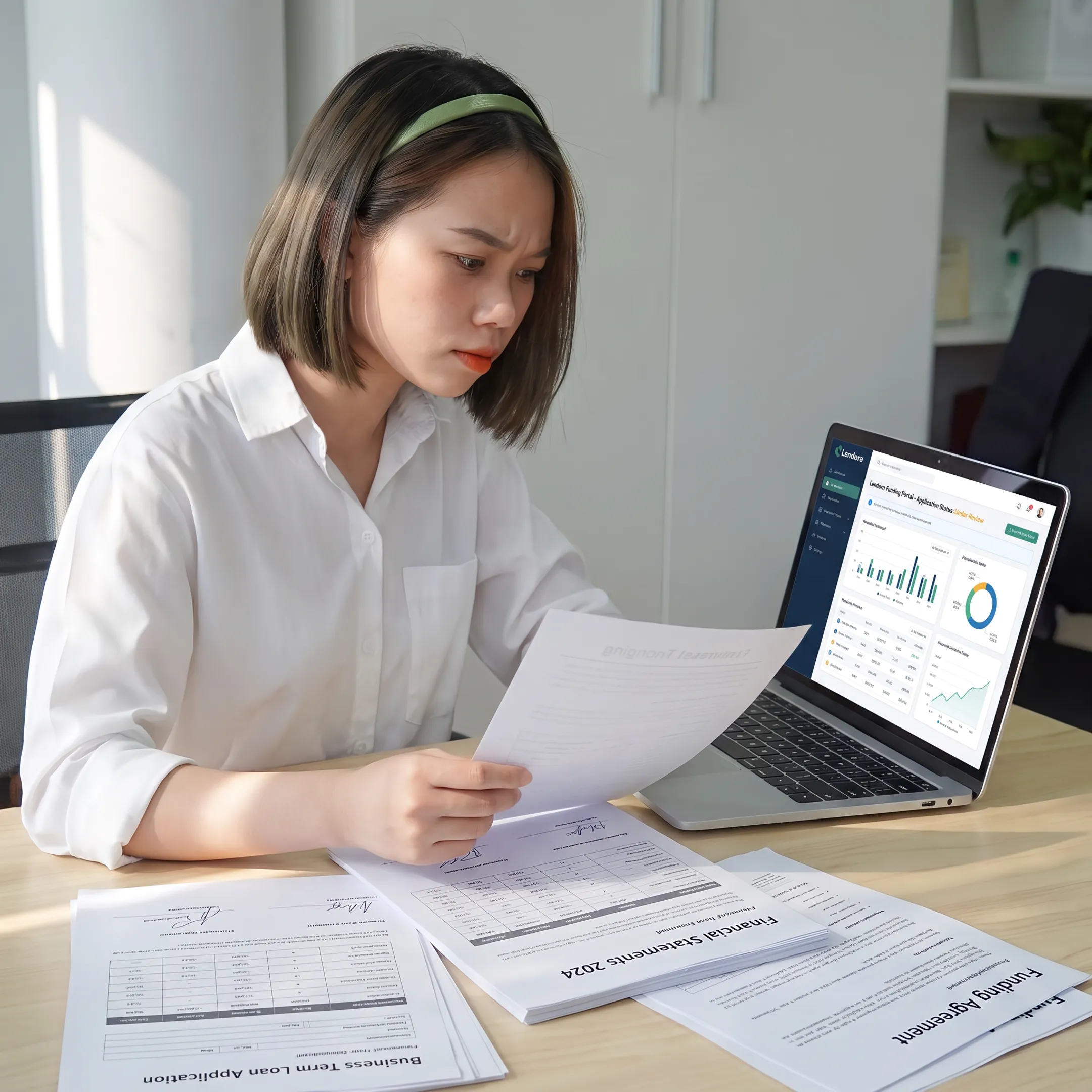 Small business owner reviewing unsecured funding options