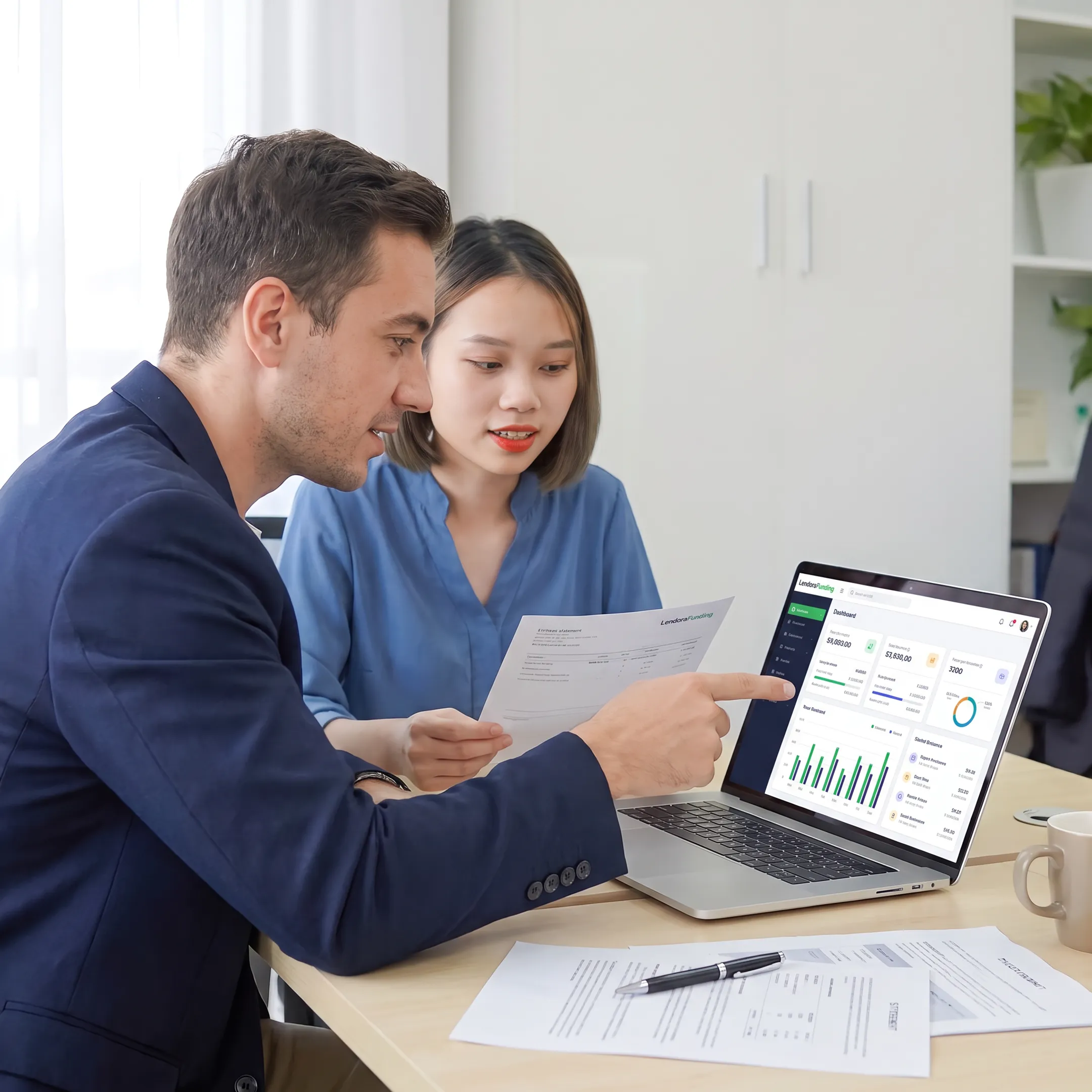Funding specialist discussing business financing